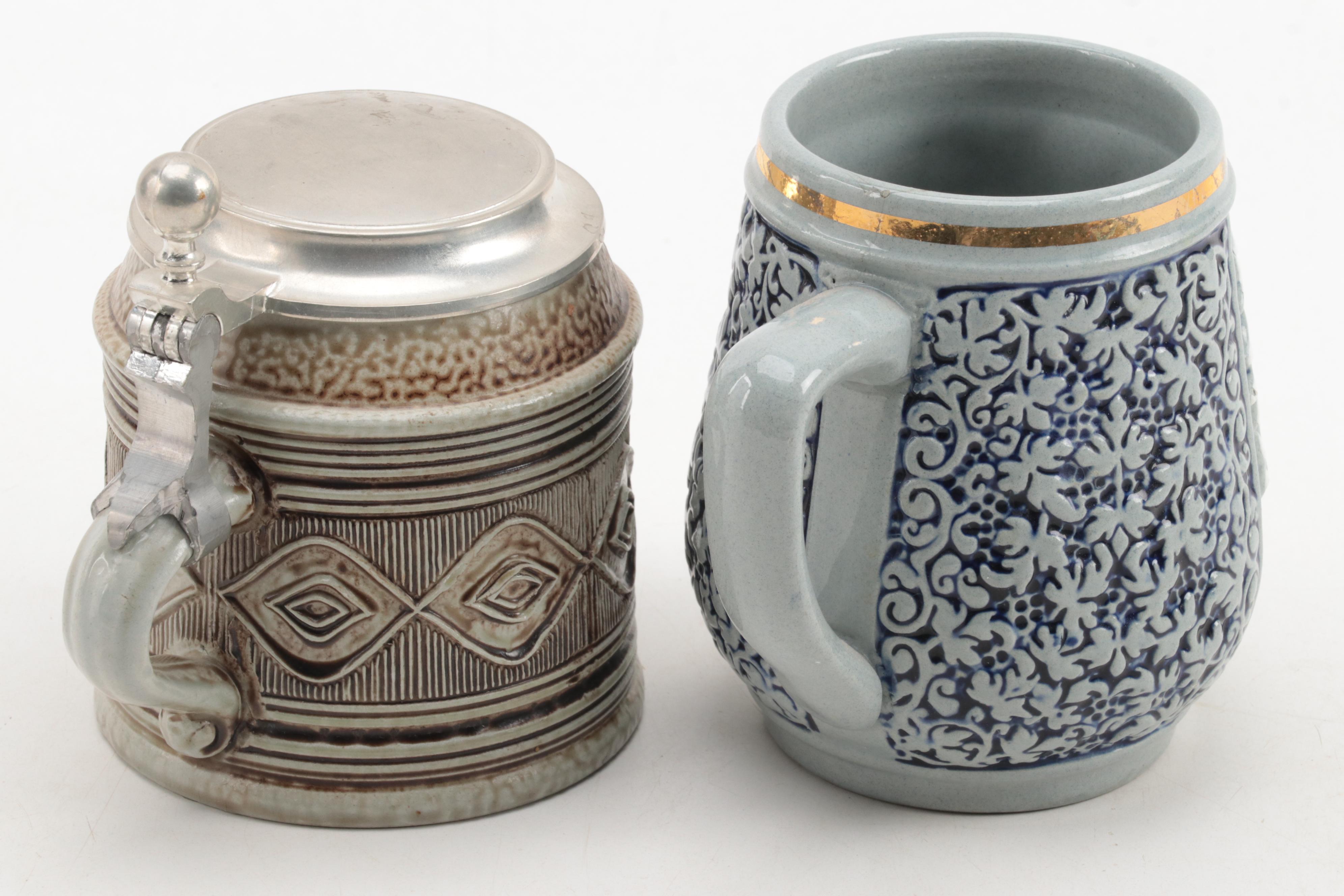 Gerz and Other German Beer Mugs, Pilsner and Steins, Mid to Late 20th Century