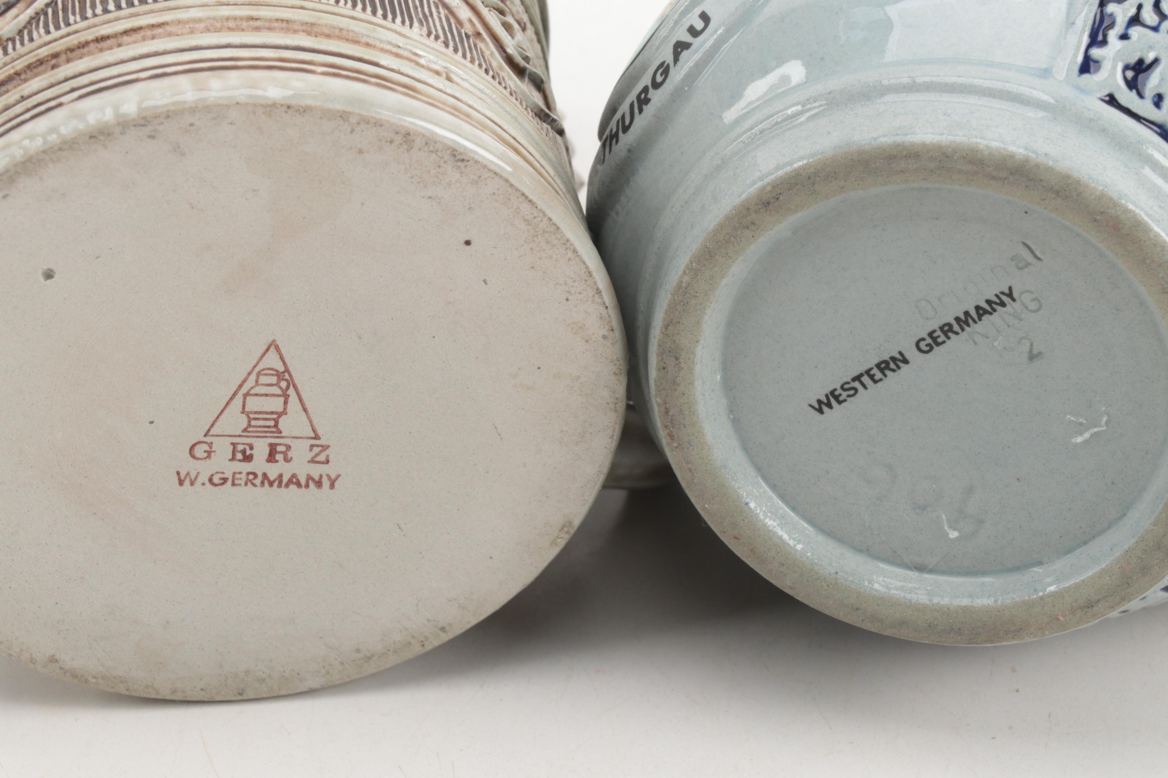 Gerz and Other German Beer Mugs, Pilsner and Steins, Mid to Late 20th Century