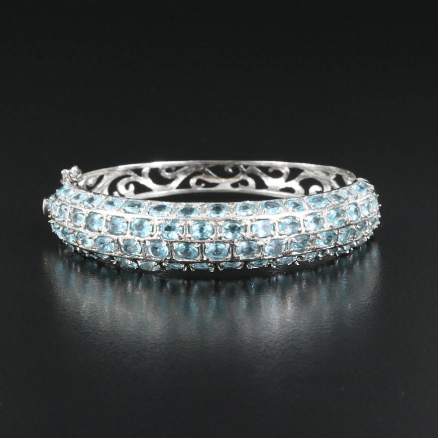 Sterling Apatite Hinged Bangle