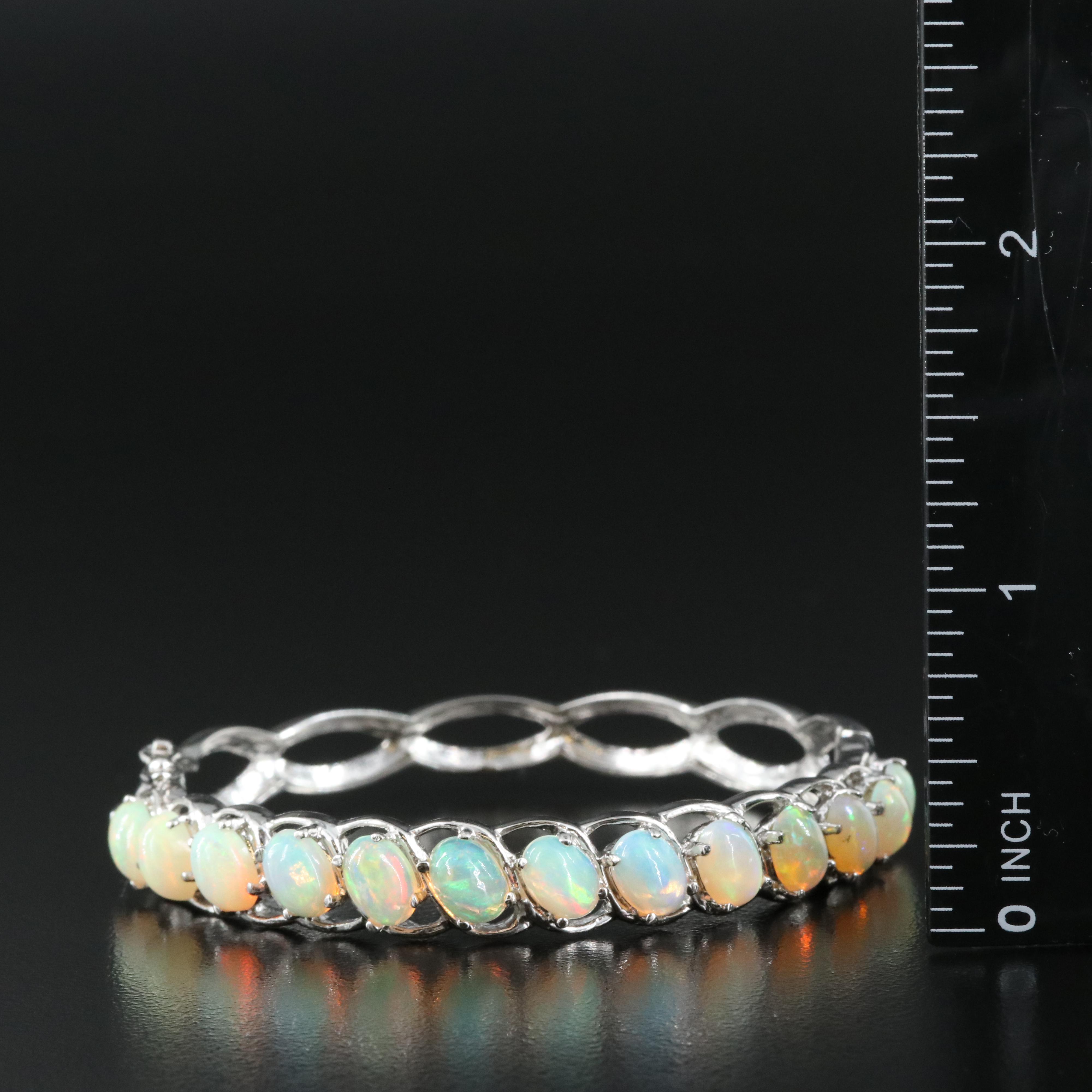 Sterling Opal Hinged Bangle