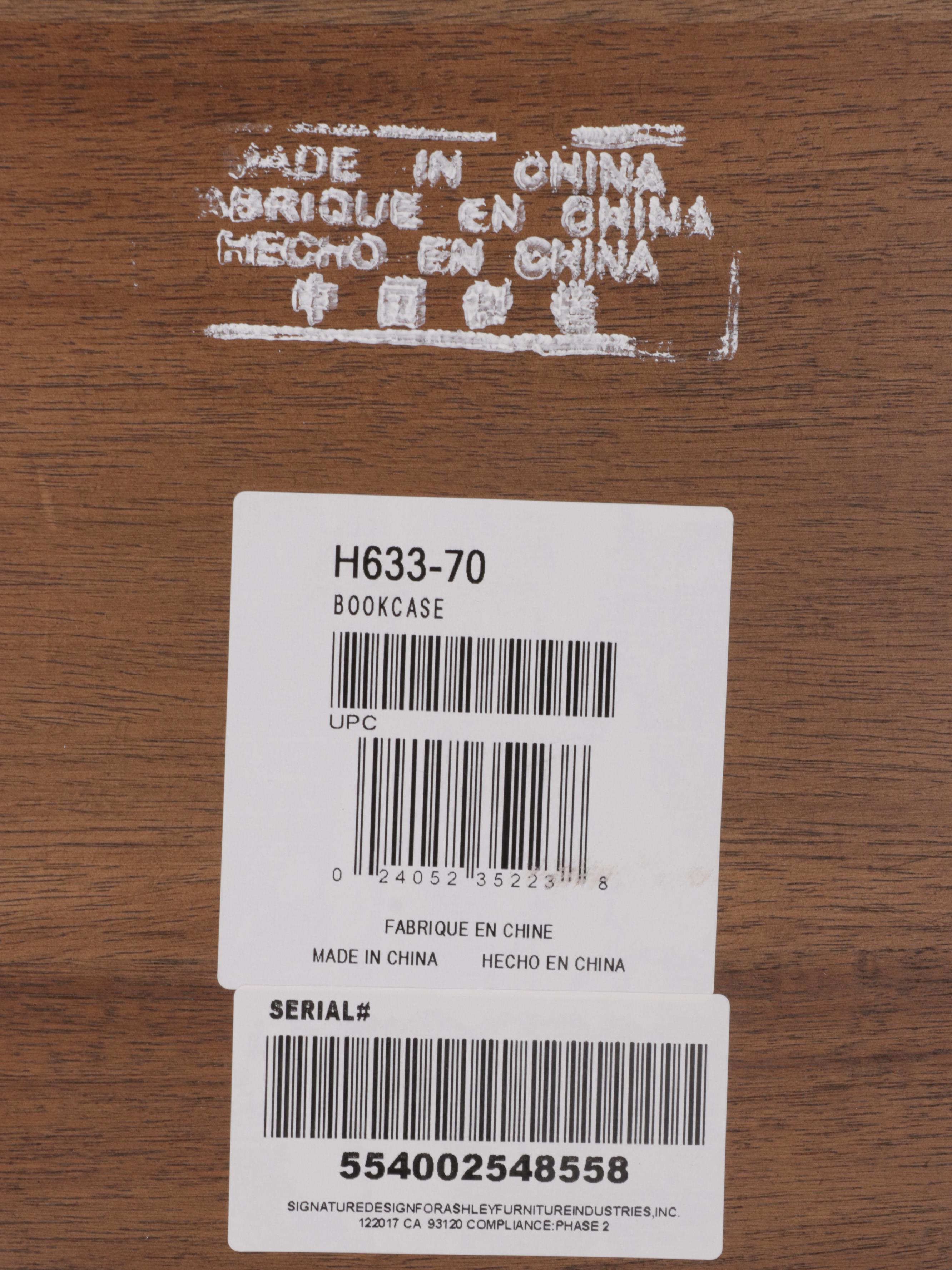 Ashley Furniture "Starmore" Acacia and Gun Metal-Finished Steel Bookcase