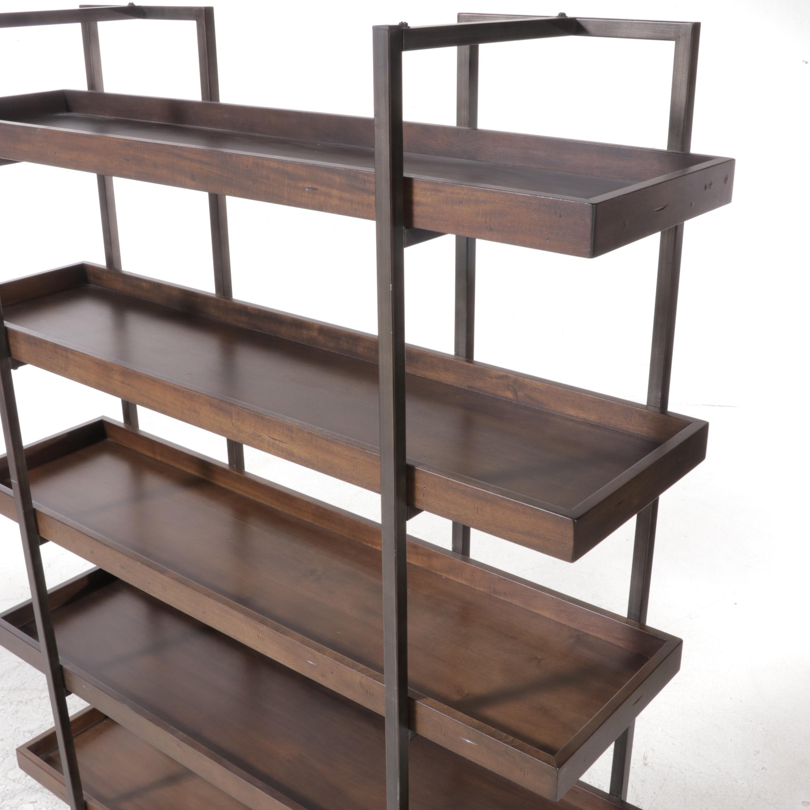 Ashley Furniture "Starmore" Acacia and Gun Metal-Finished Steel Bookcase