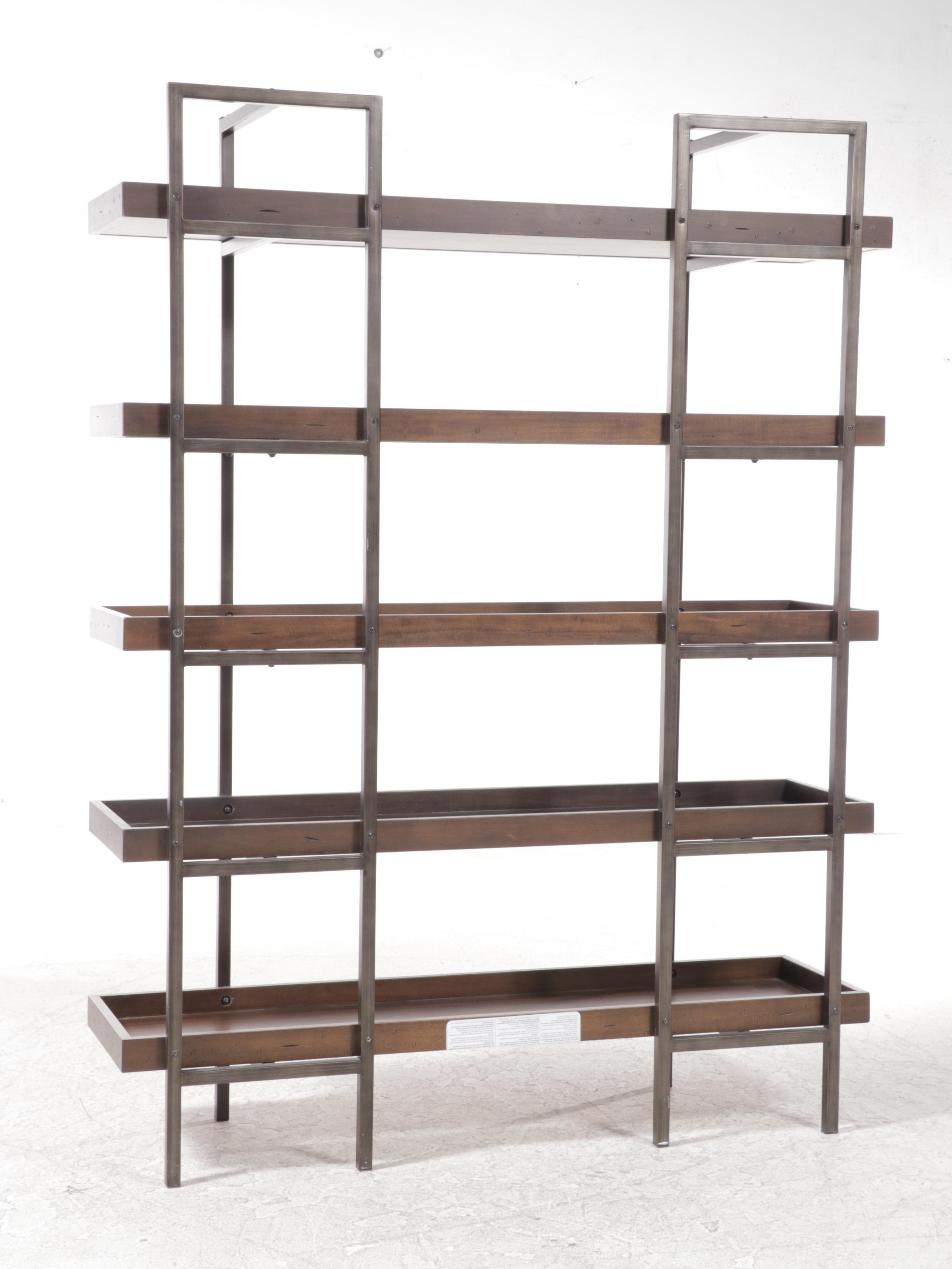 Ashley Furniture "Starmore" Acacia and Gun Metal-Finished Steel Bookcase