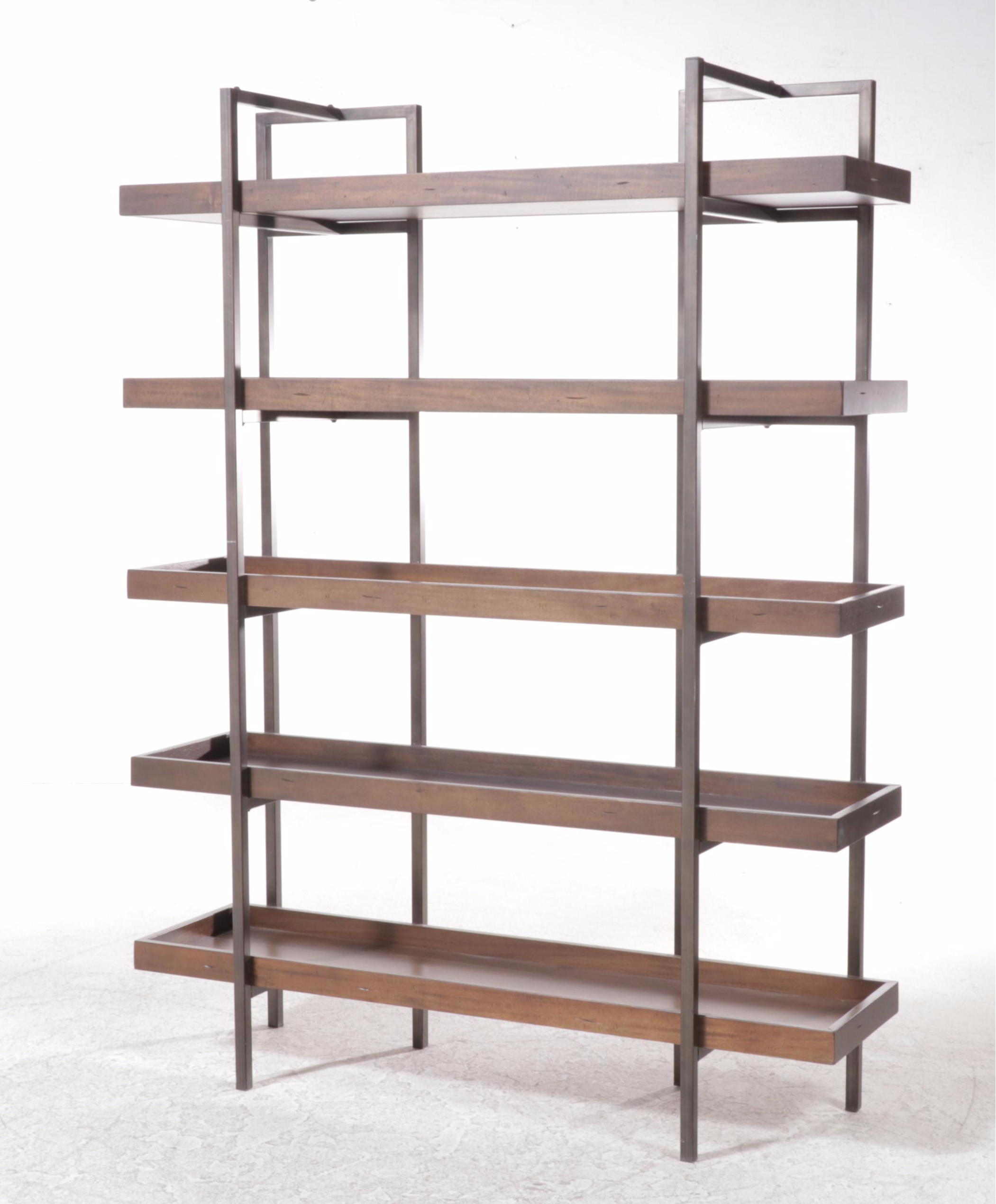 Ashley Furniture "Starmore" Acacia and Gun Metal-Finished Steel Bookcase