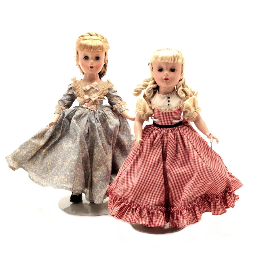 Madame Alexander Little Women "Meg" and "Amy" Dolls, Mid-Late 20th Century