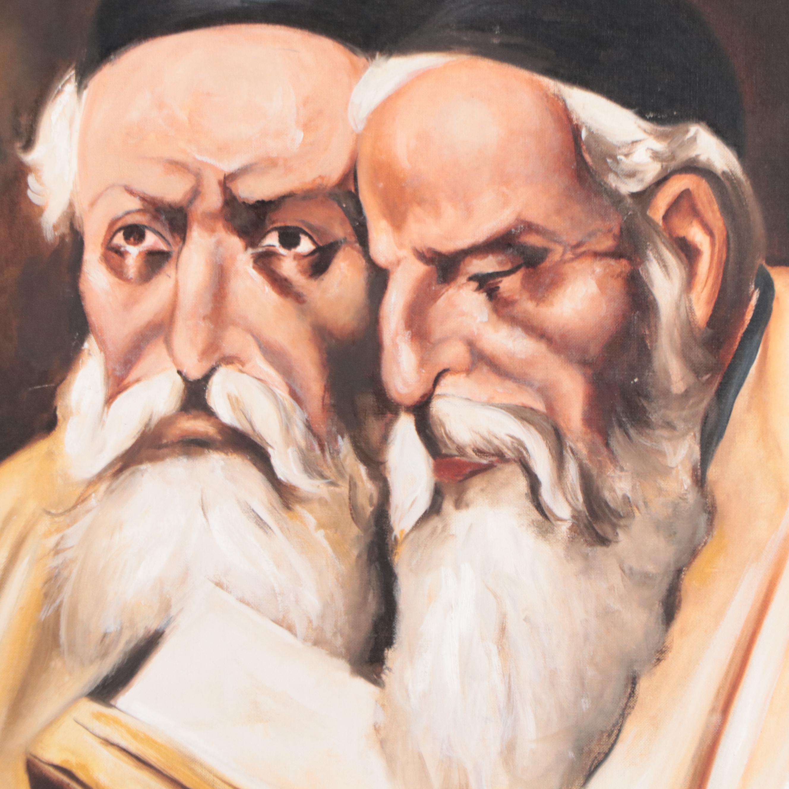 Will Portis Oil Painting of Rabbis, 1973