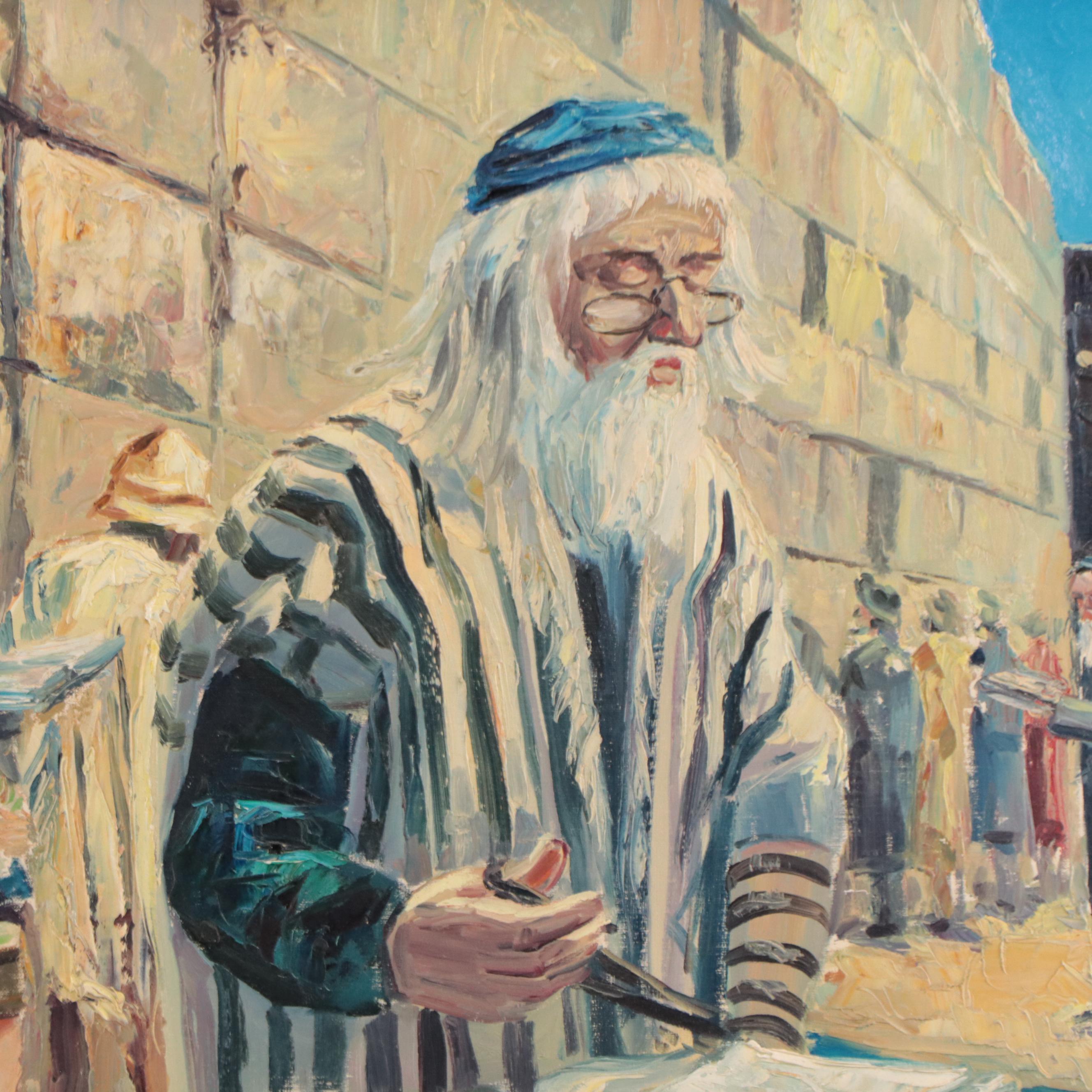 Jordaens Oil Painting of Rabbi at The Western Wall