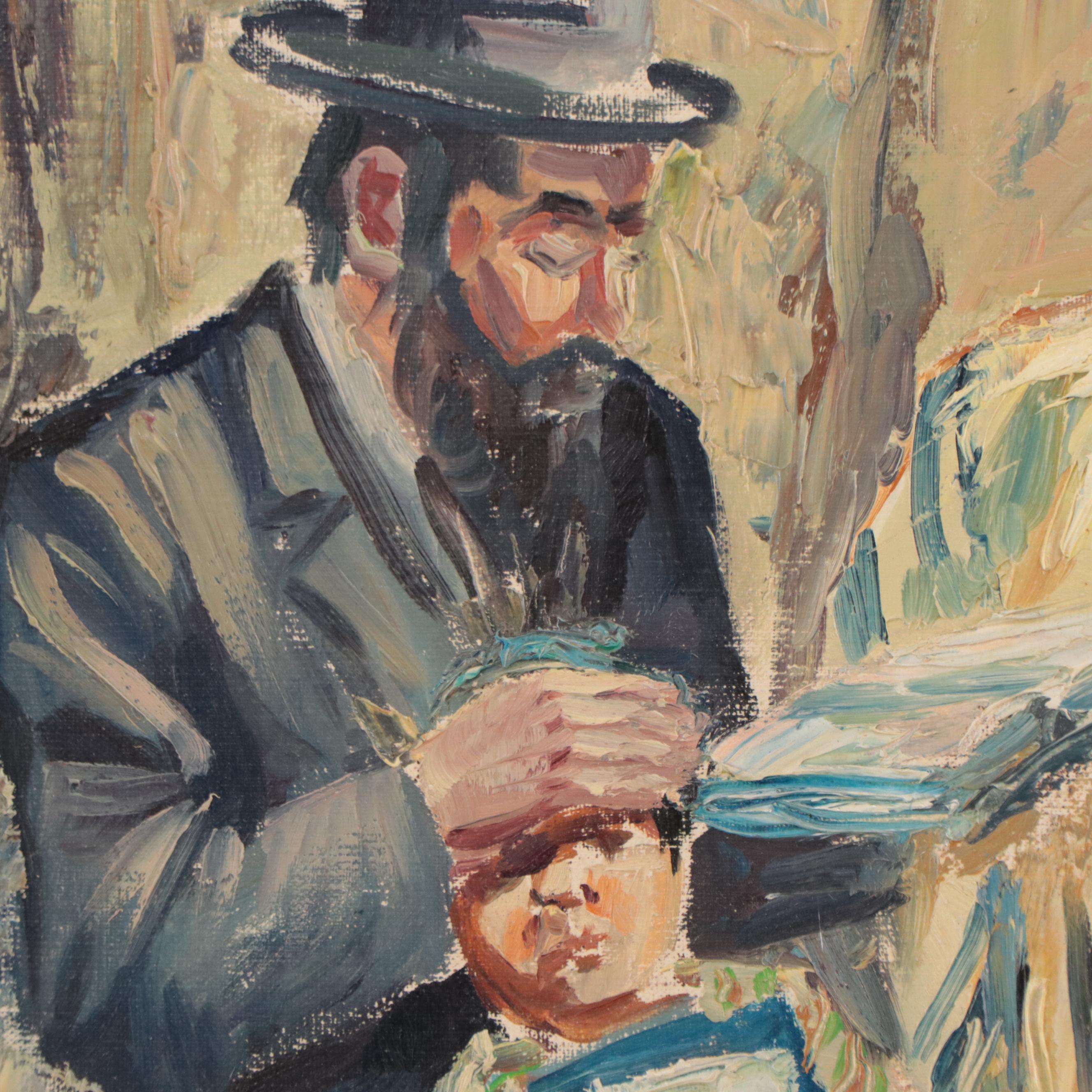 Jordaens Oil Painting of Rabbi at The Western Wall