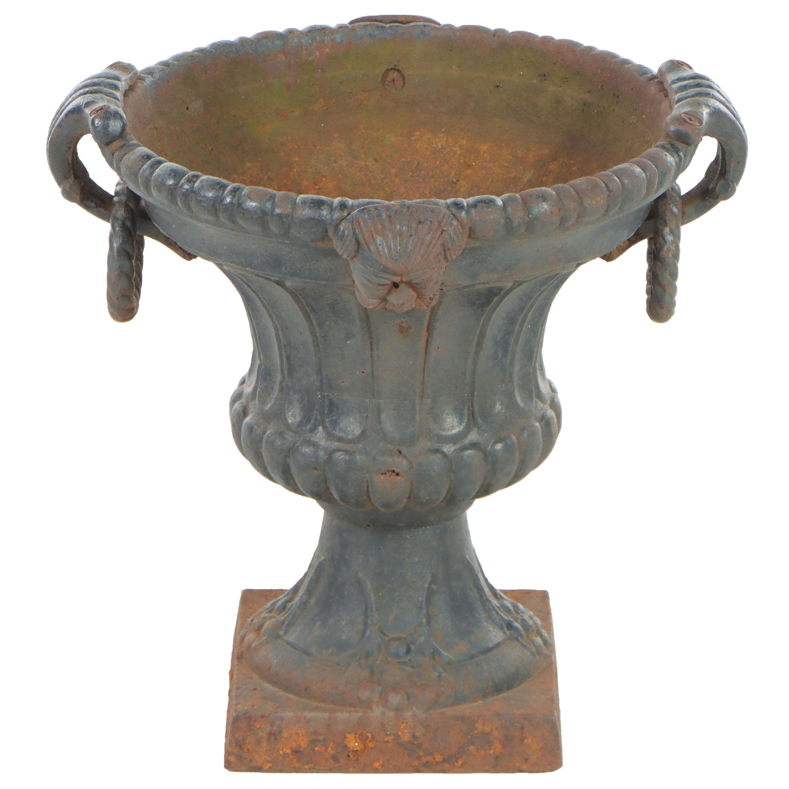 Victorian Cast Iron Neoclassical Style Garden Urn, Early 20th Century