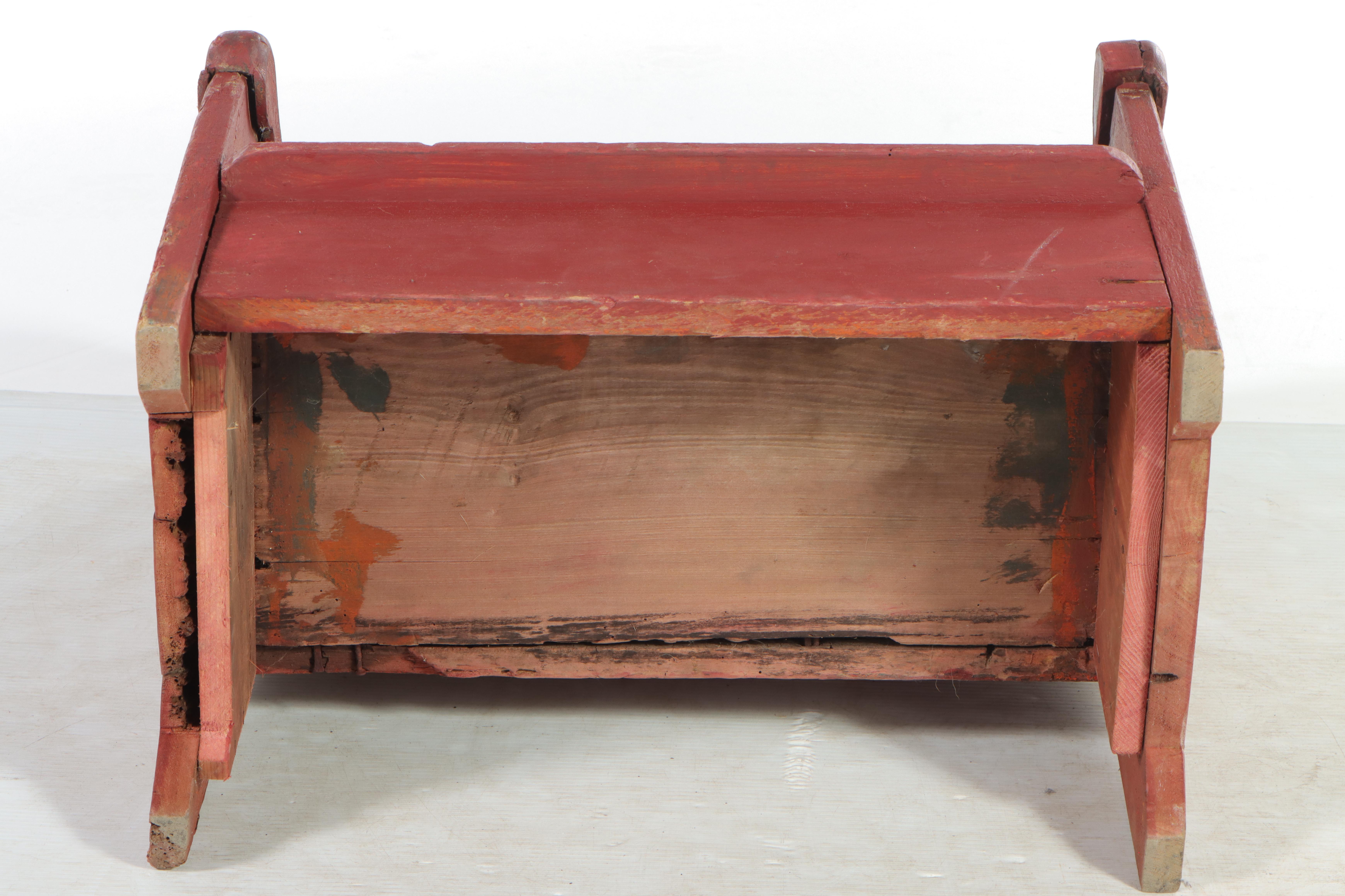 Victorian Red-Painted Child's Settle Bench