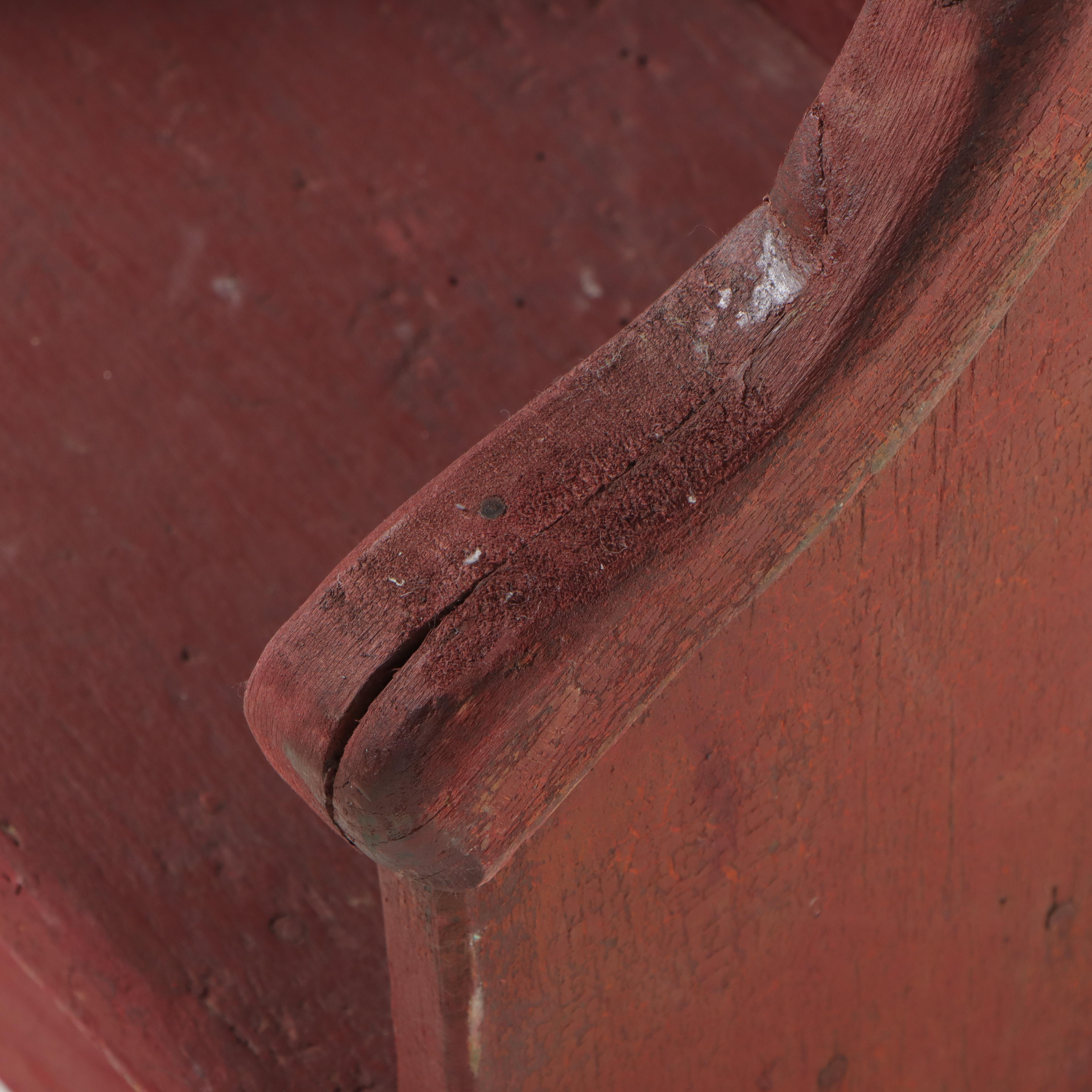 Victorian Red-Painted Child's Settle Bench