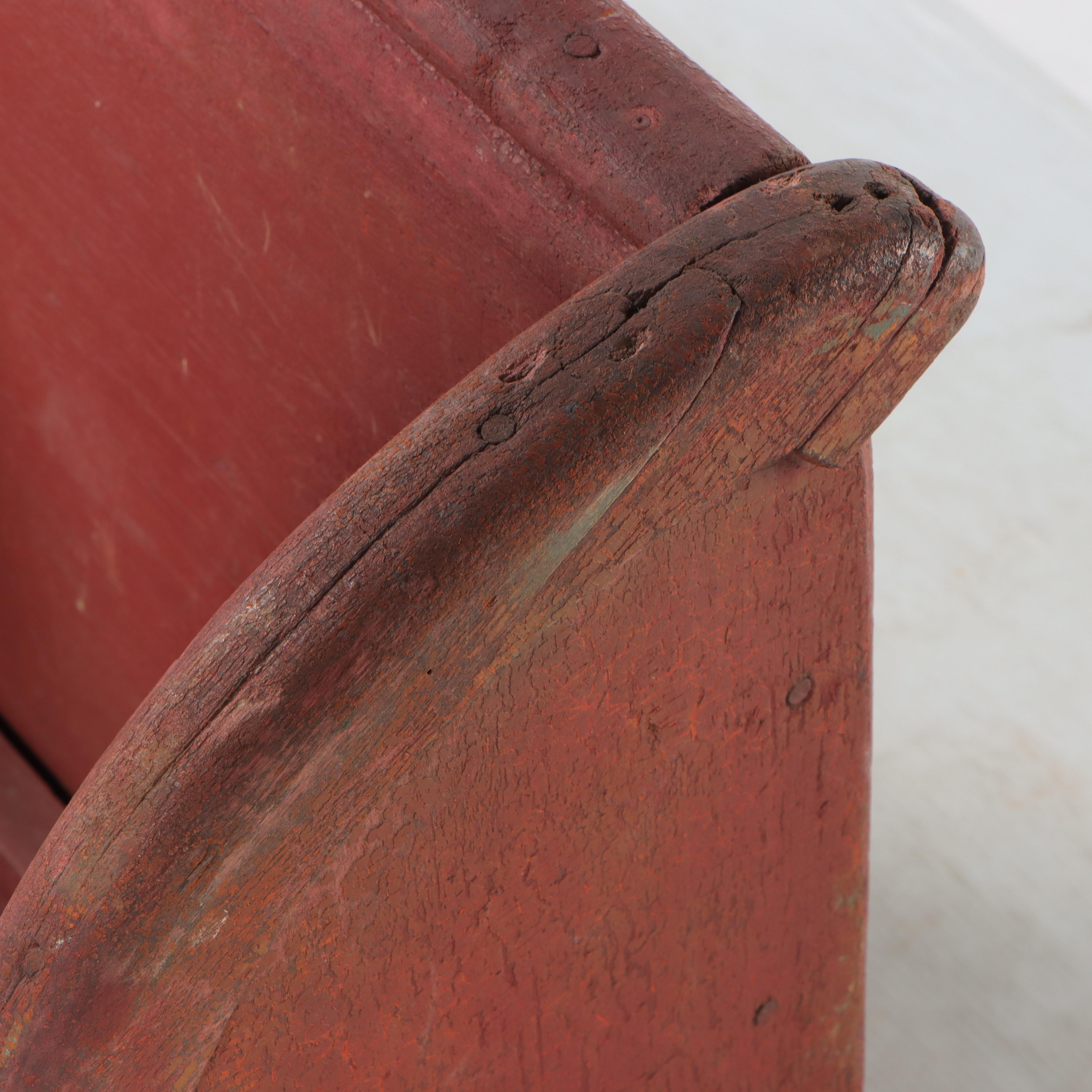 Victorian Red-Painted Child's Settle Bench