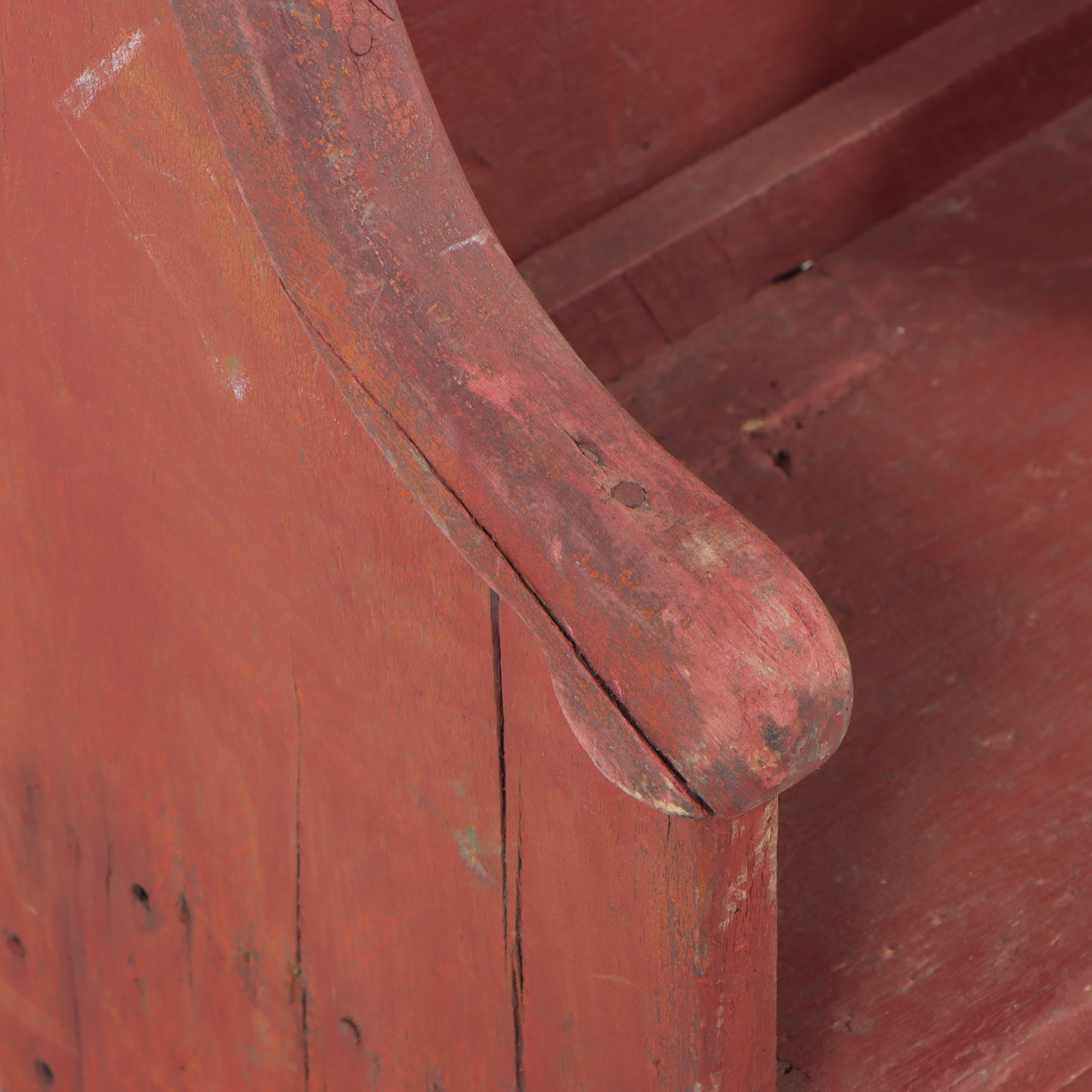 Victorian Red-Painted Child's Settle Bench