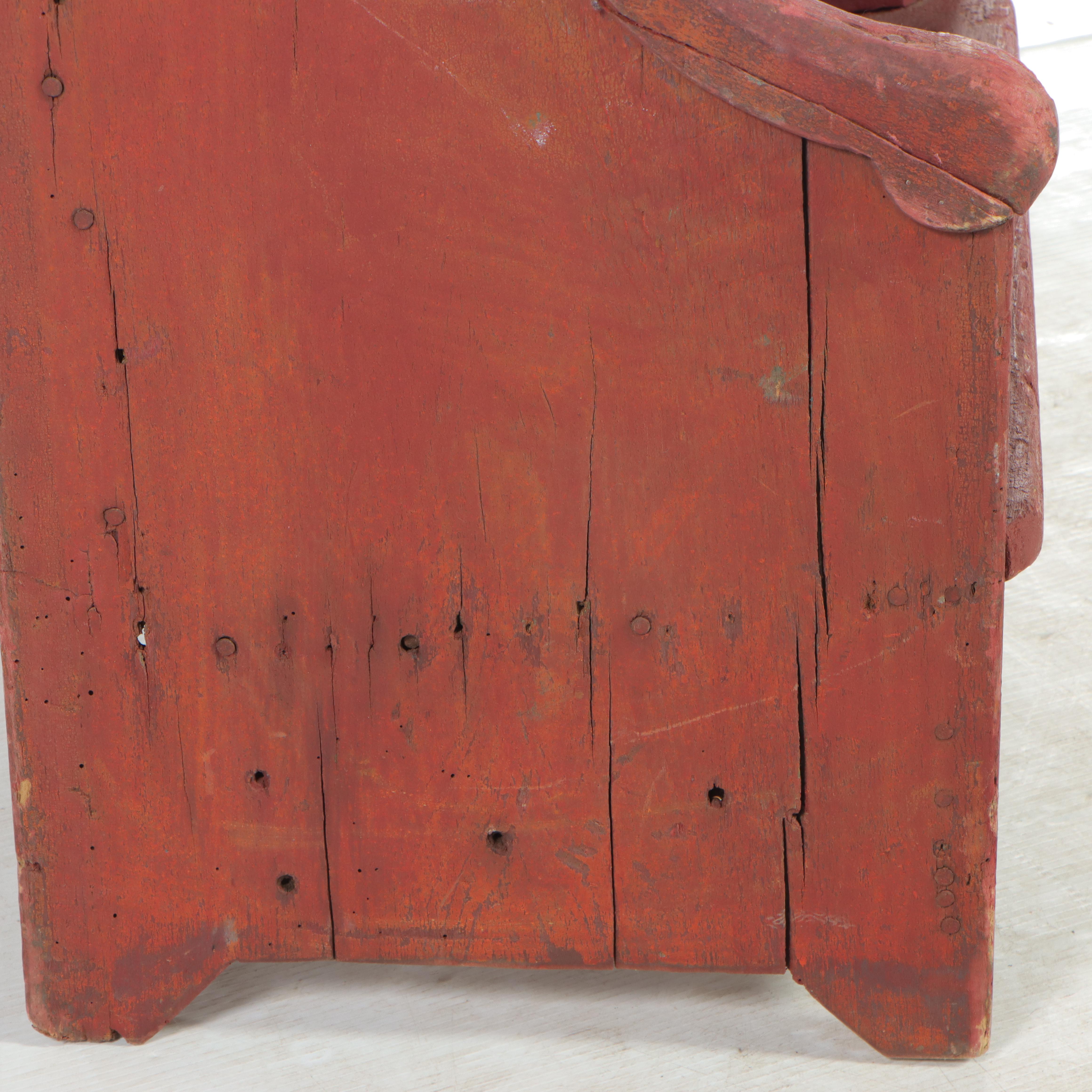 Victorian Red-Painted Child's Settle Bench