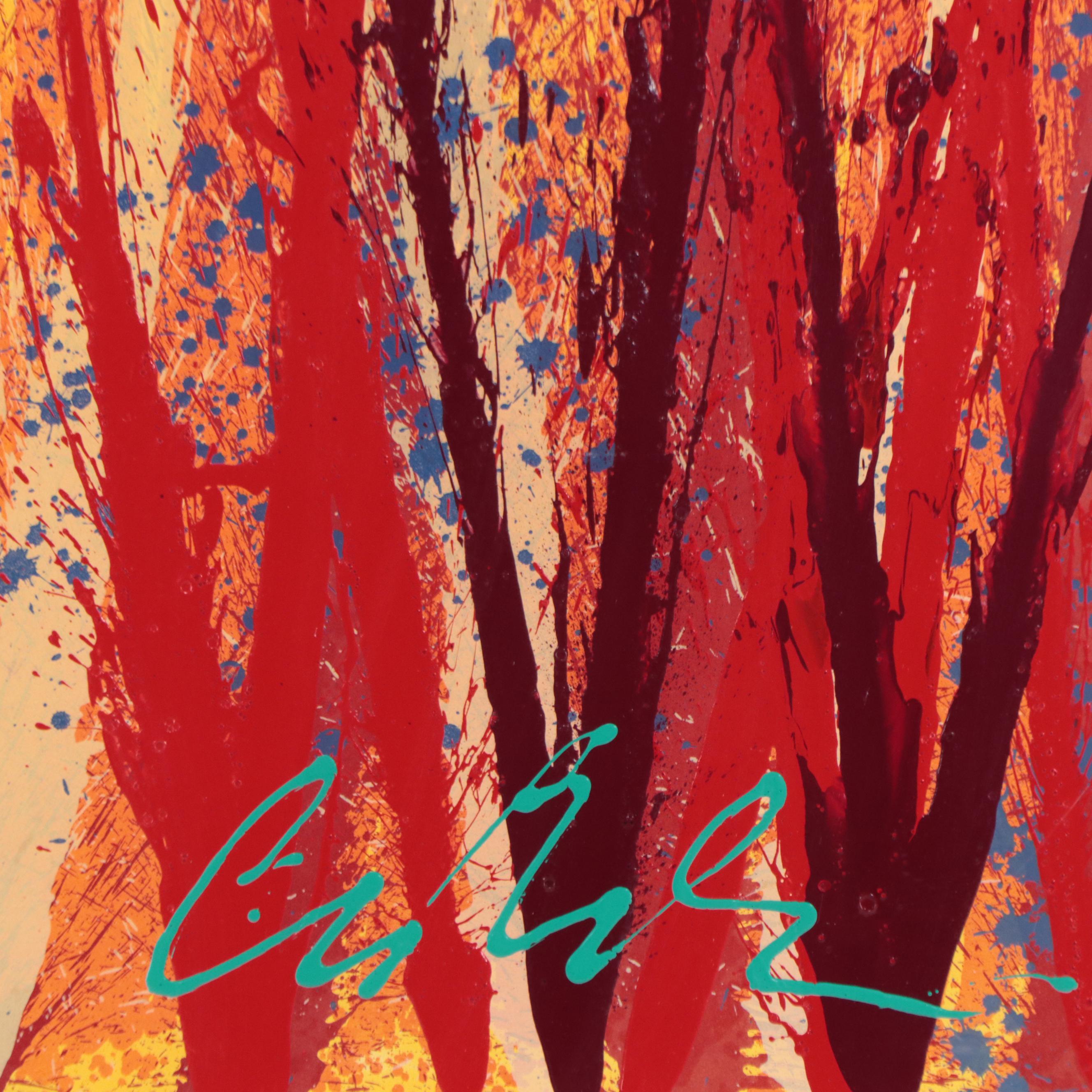 Dale Chihuly Hand-Embellished Lithograph "Yellow Spears"