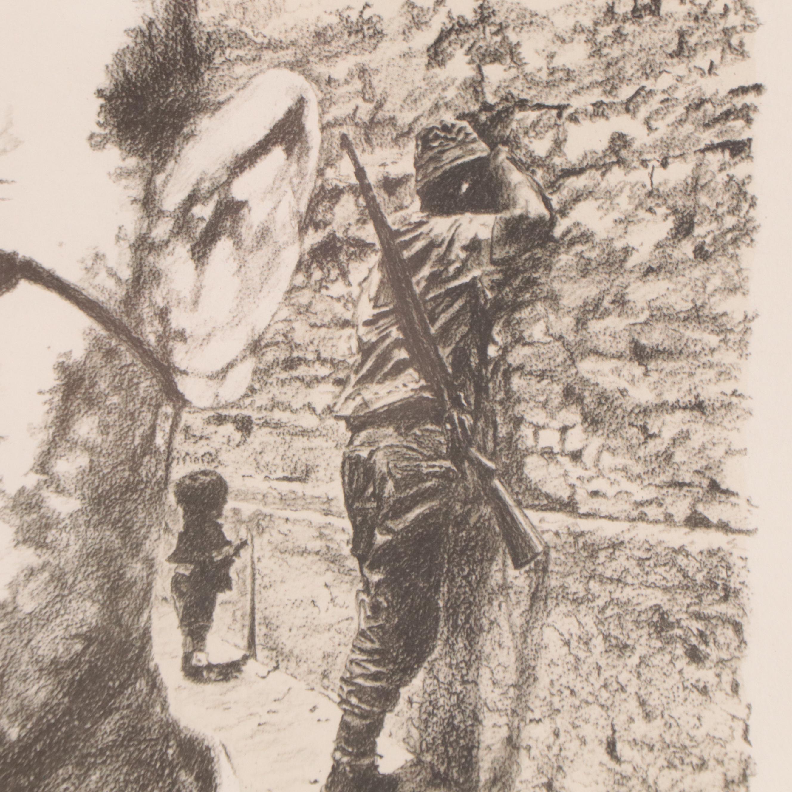 Curtis Hooper Mixed Media Print "Moshe Dayan," 1979