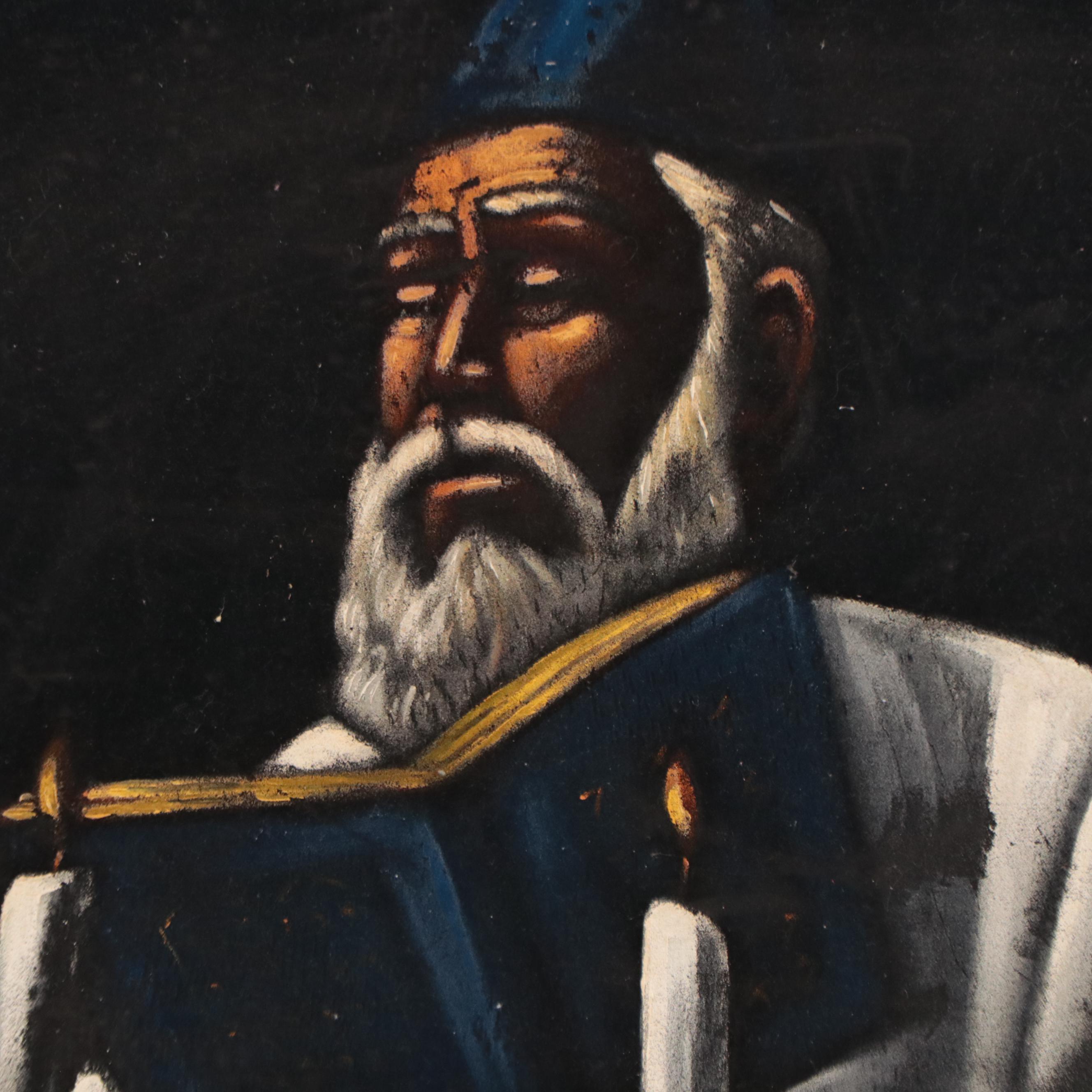 Acrylic Painting of Rabbi With Scripture and Cup