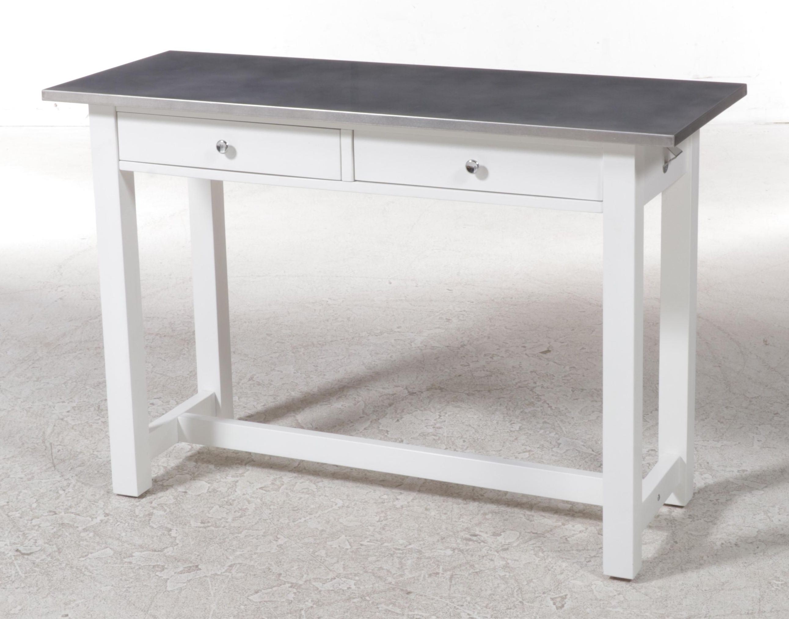 Three-Piece Pottery Barn "Balboa" White-Painted Counter-Height Dining Set