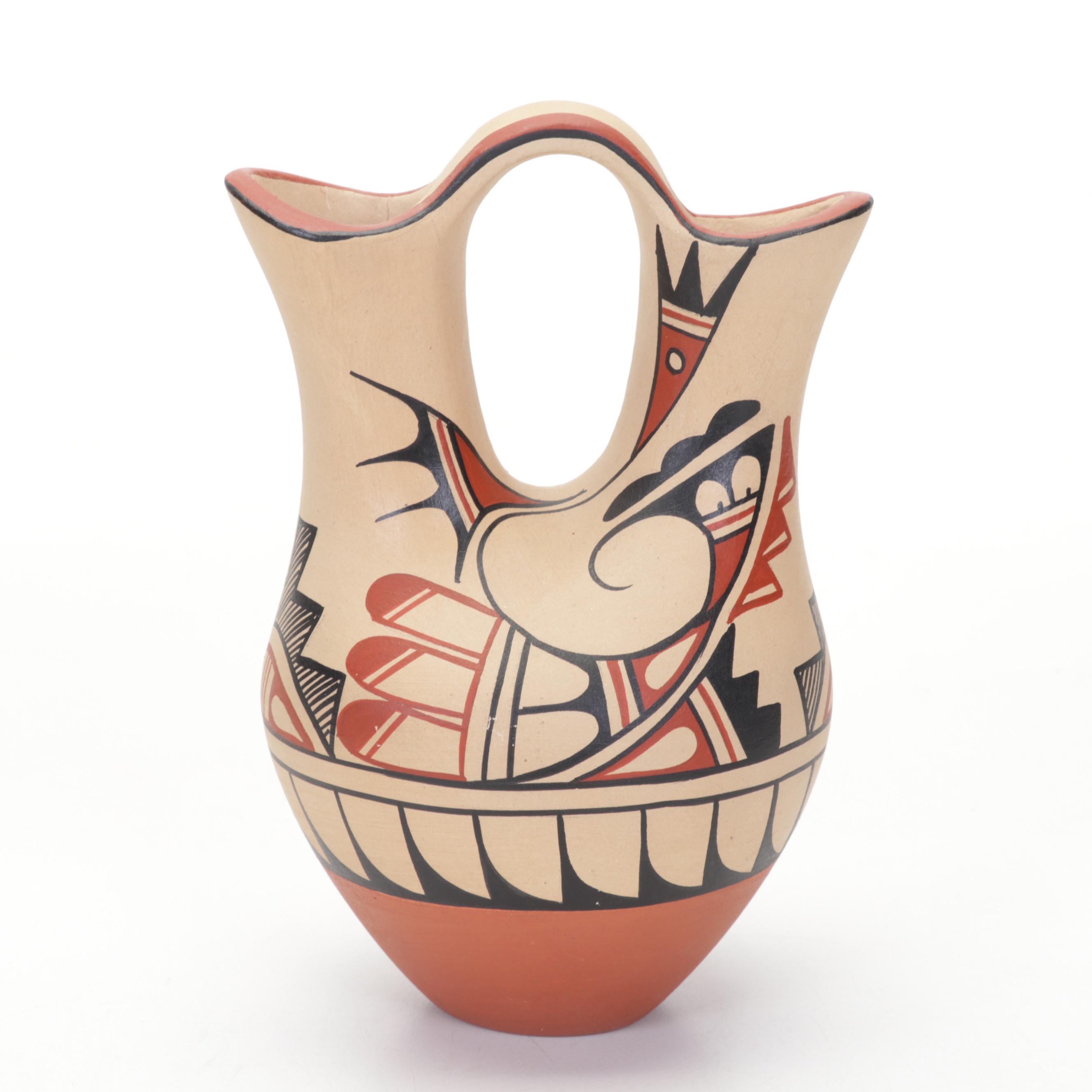 Artist Signed Acoma and Jemez Pueblo Polychrome Pottery Vases