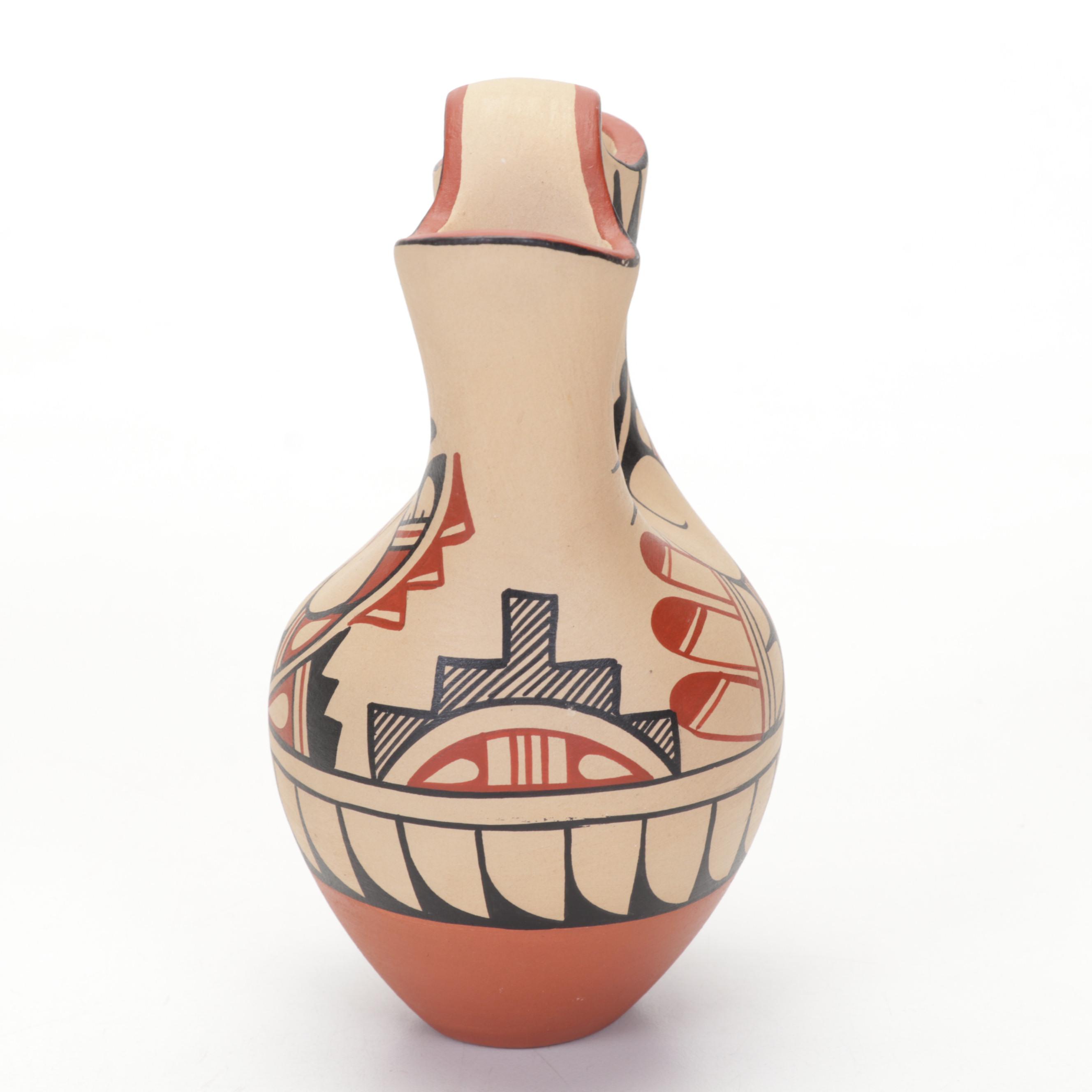 Artist Signed Acoma and Jemez Pueblo Polychrome Pottery Vases