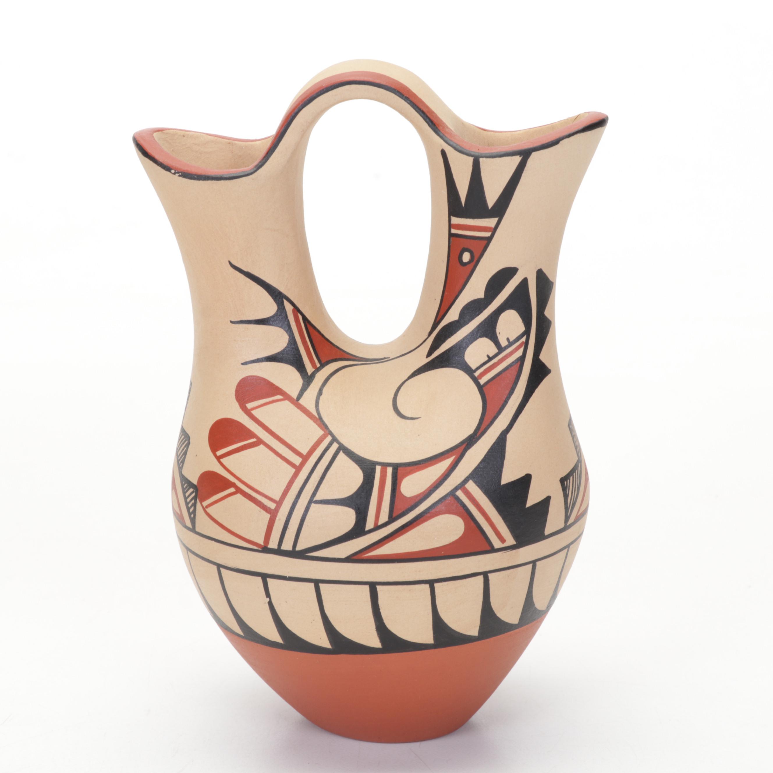 Artist Signed Acoma and Jemez Pueblo Polychrome Pottery Vases