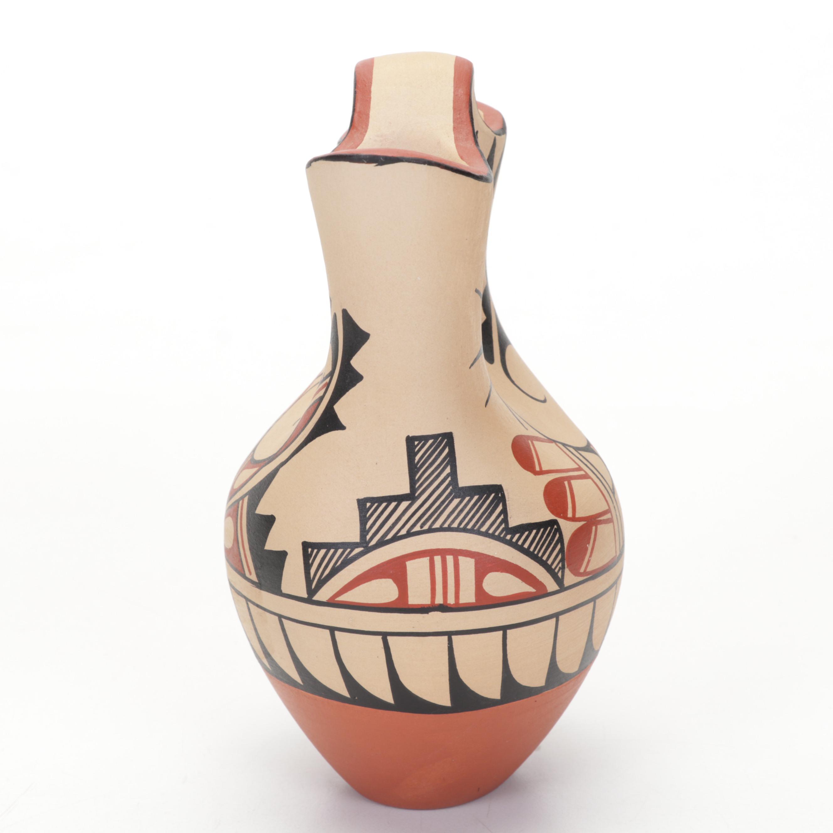 Artist Signed Acoma and Jemez Pueblo Polychrome Pottery Vases