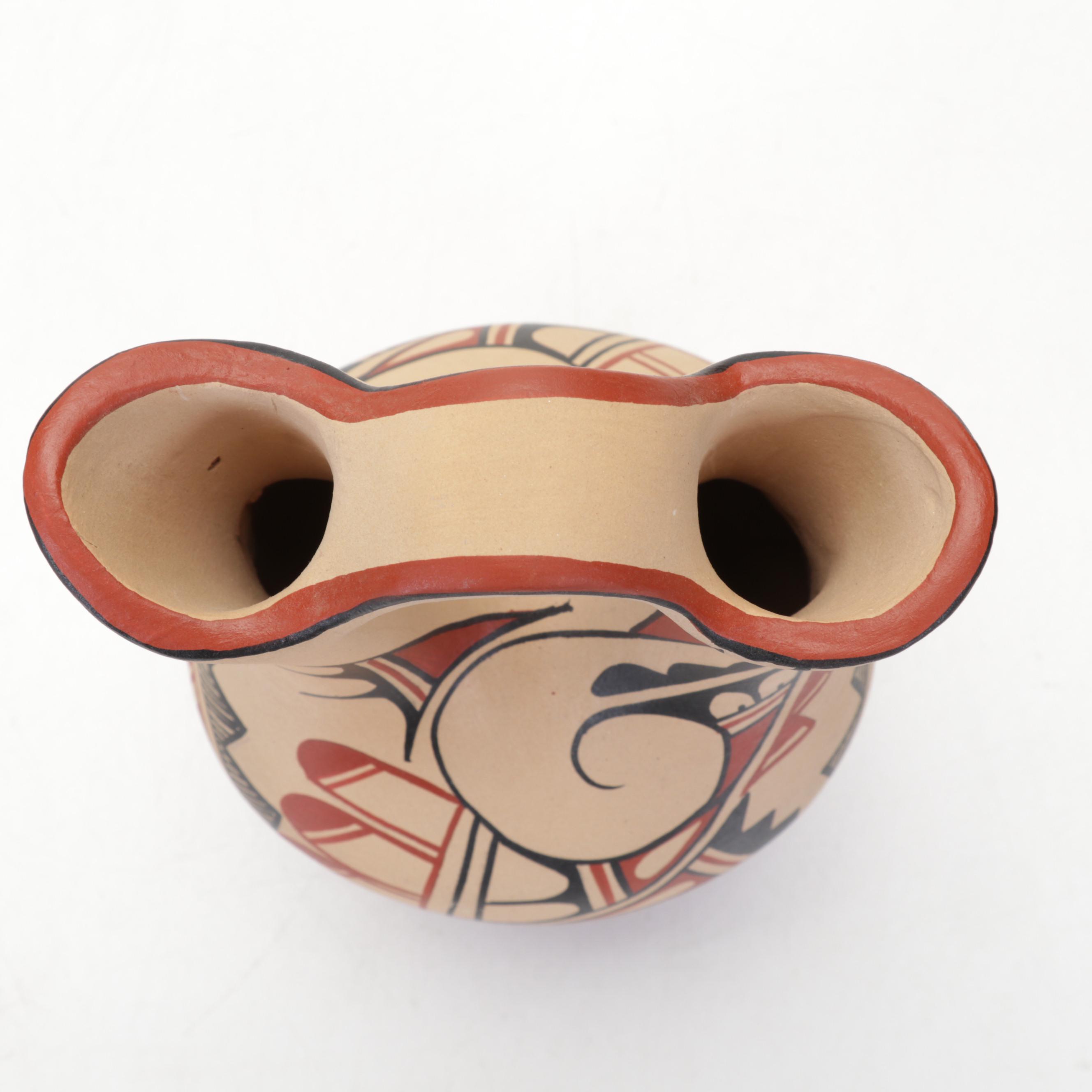 Artist Signed Acoma and Jemez Pueblo Polychrome Pottery Vases