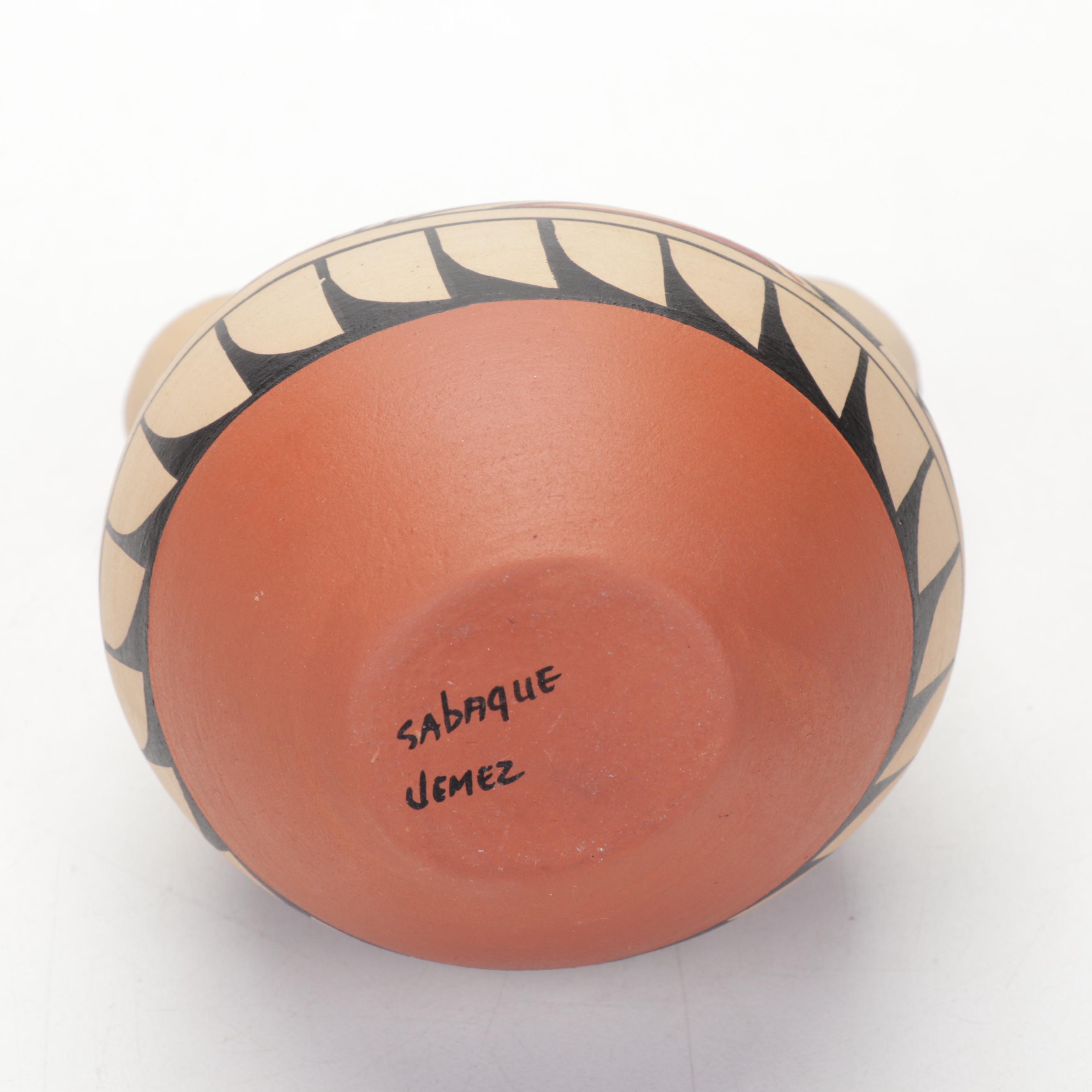 Artist Signed Acoma and Jemez Pueblo Polychrome Pottery Vases