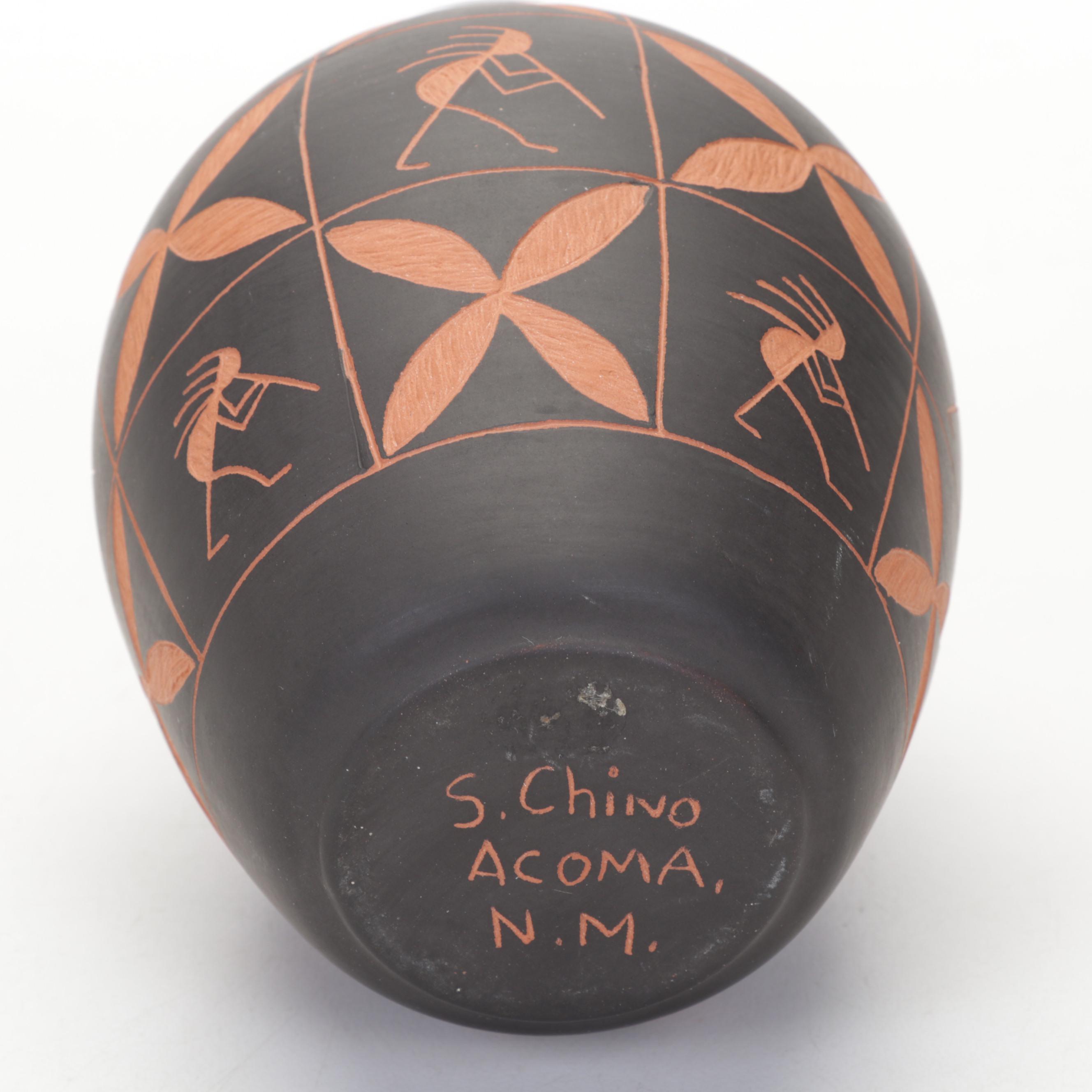 Artist Signed Acoma and Jemez Pueblo Polychrome Pottery Vases