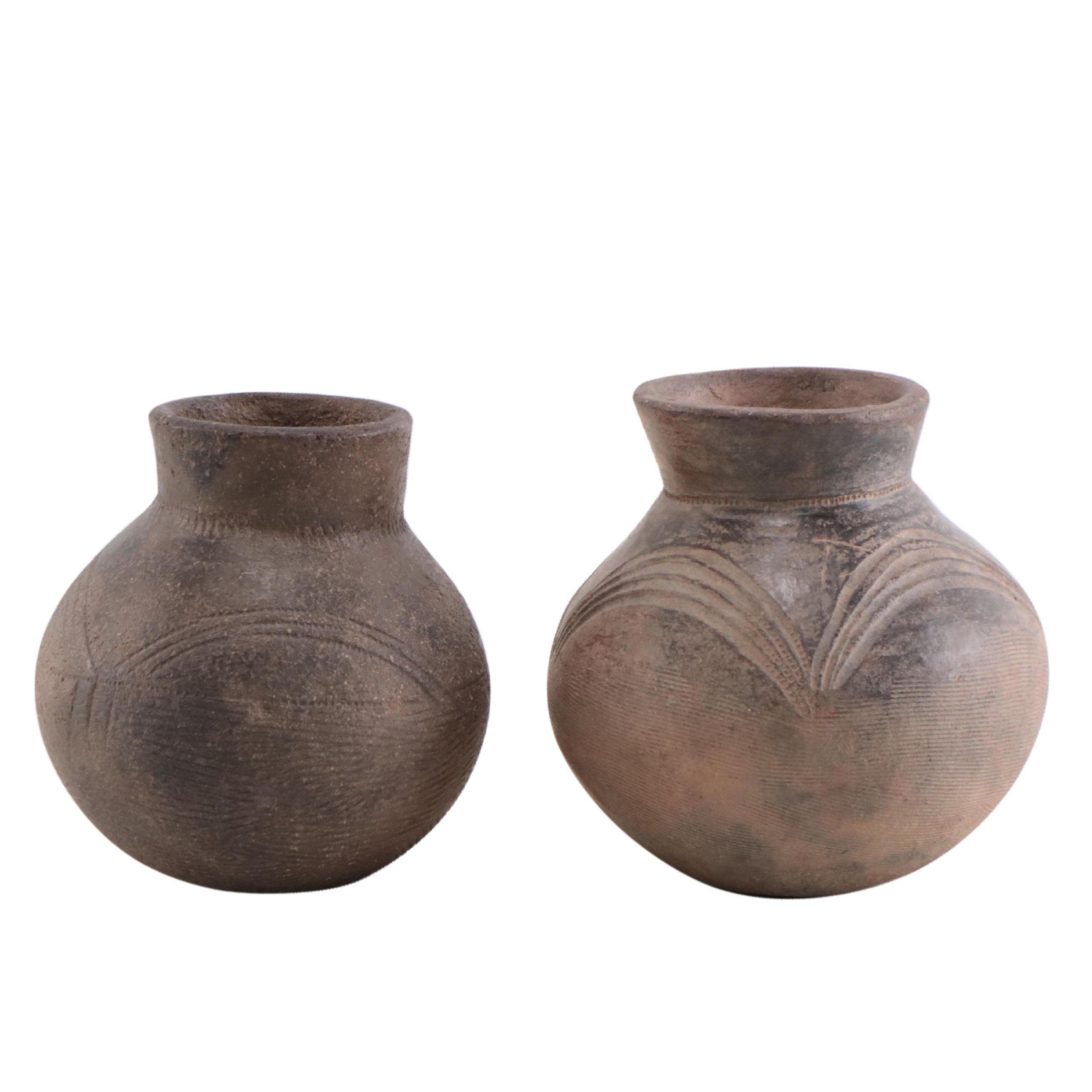 Lobi Earthenware Pots With Geometric Designs, Burkina Faso