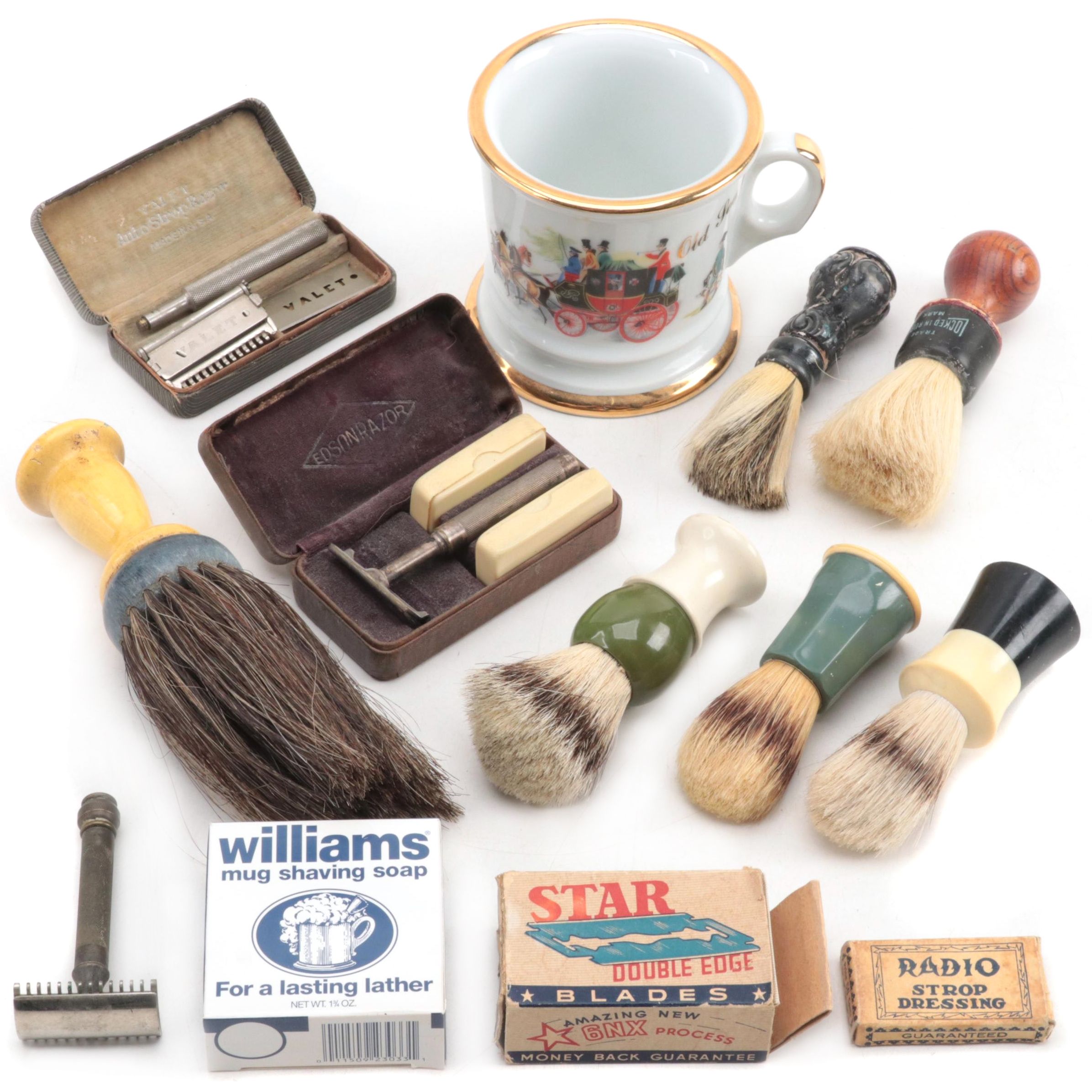 Viletta Men's Shaving Mug with Lather Brushes and Razor Collection