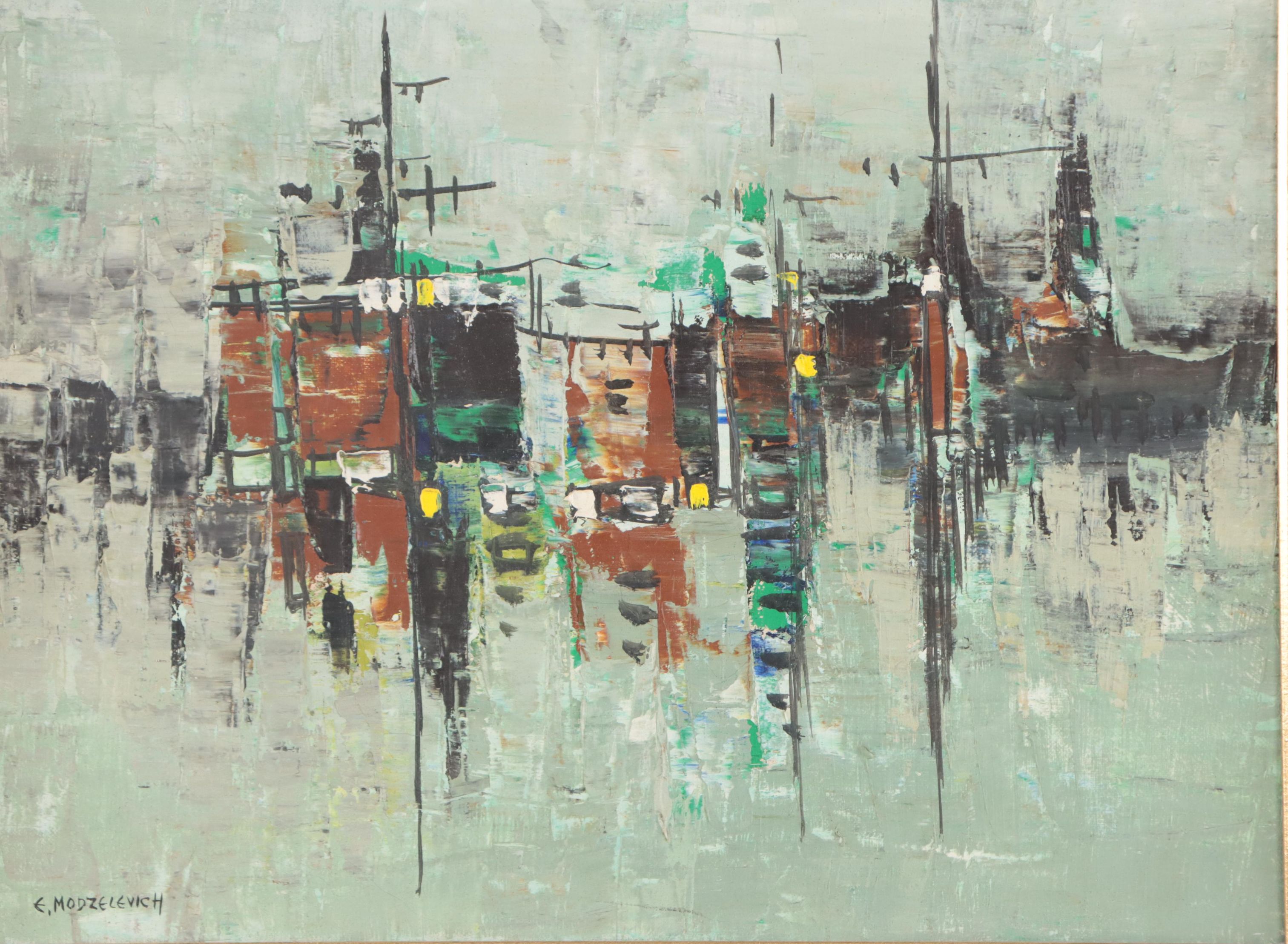 Efraim Modzelevich Abstract Landscape Oil Painting