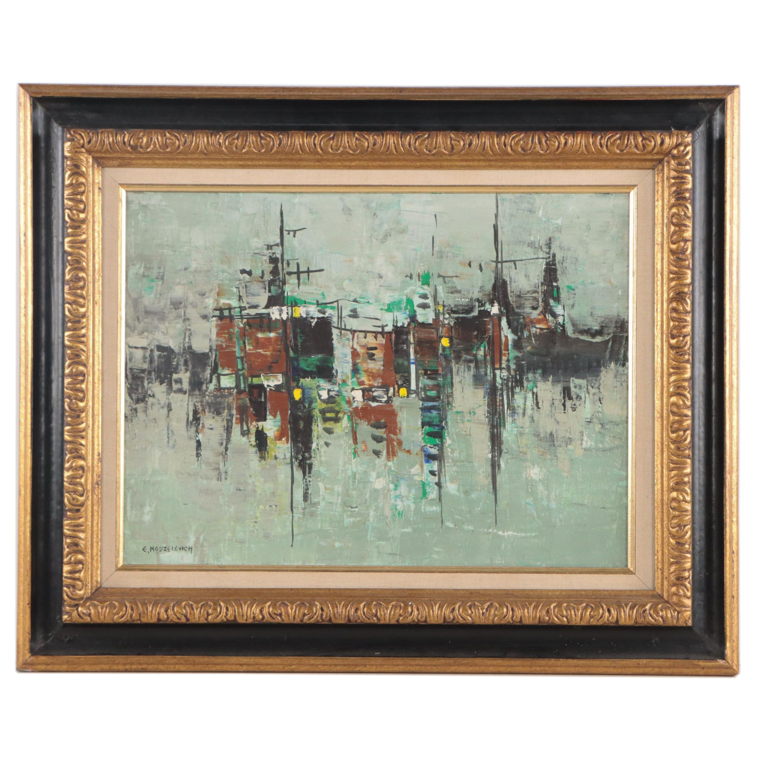 Efraim Modzelevich Abstract Landscape Oil Painting