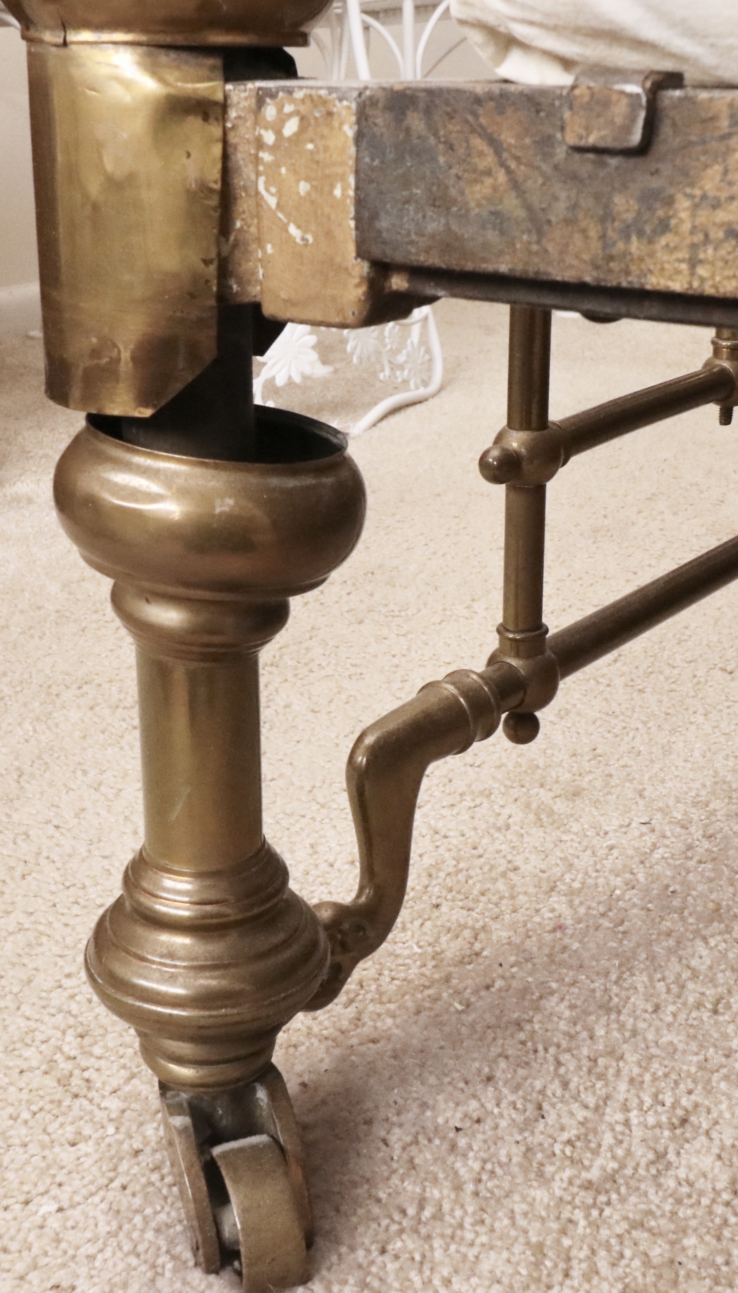 Brass Full Size Poster Bed with Dragon Motif, Early 20th Century