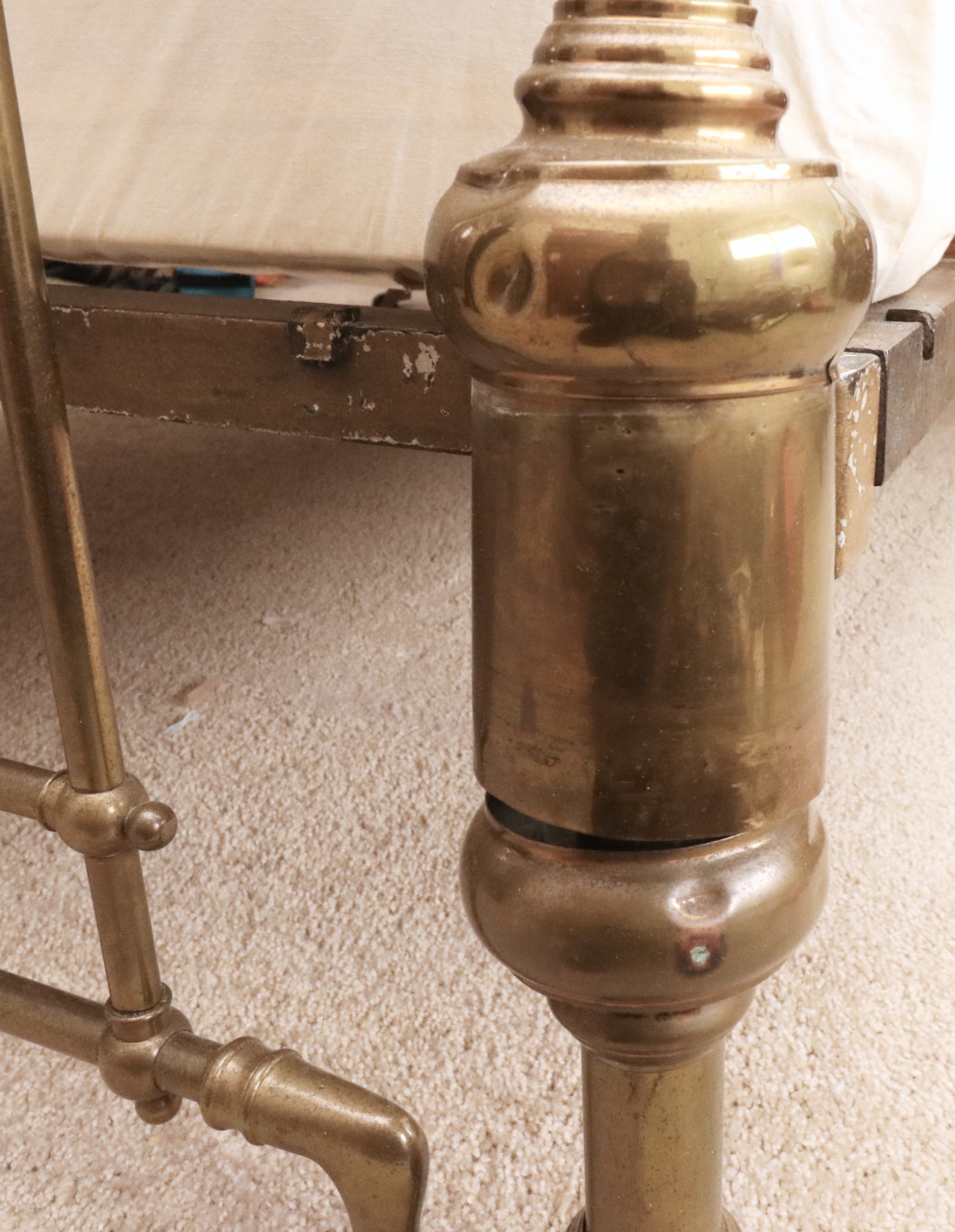 Brass Full Size Poster Bed with Dragon Motif, Early 20th Century