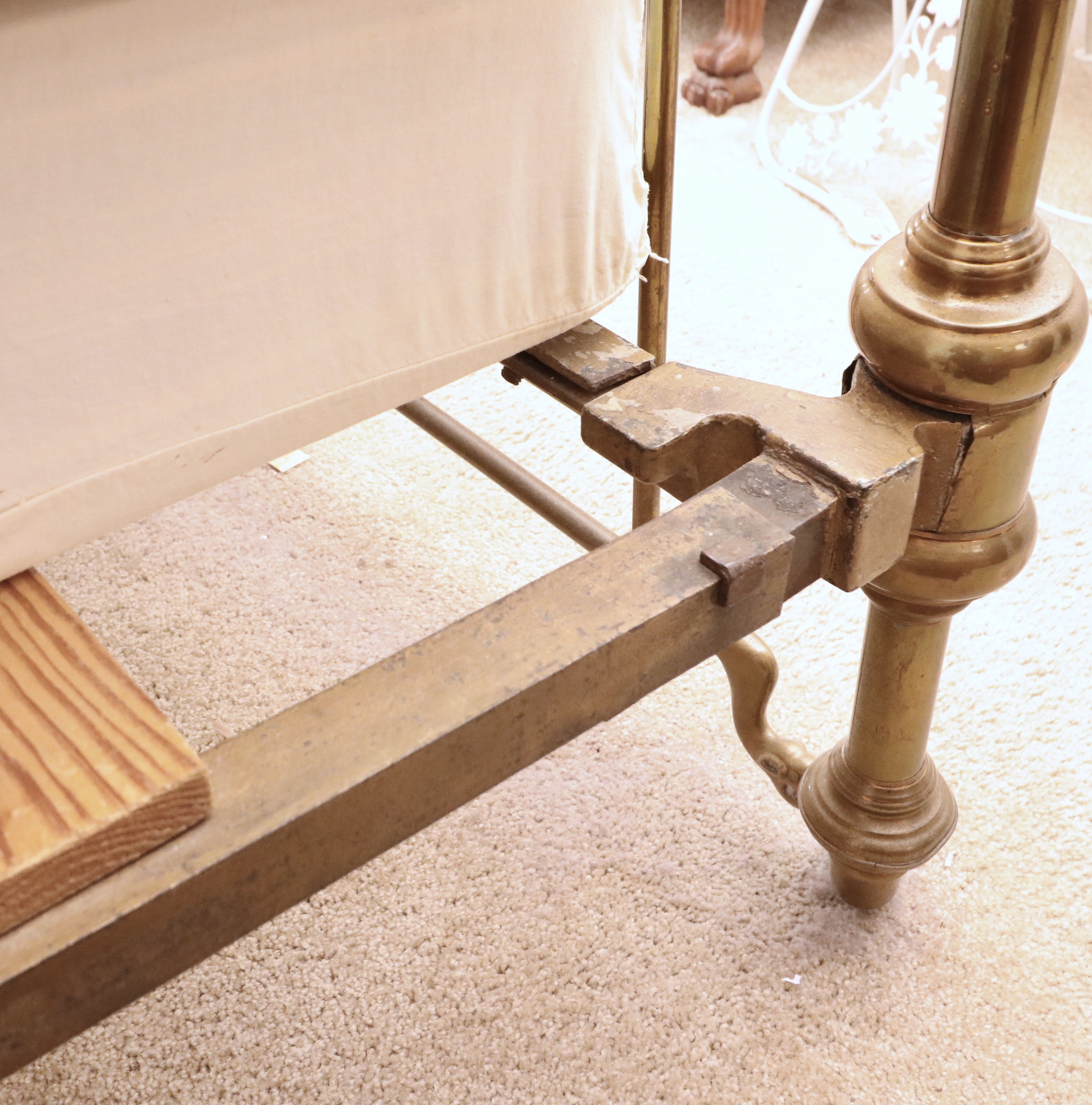 Brass Full Size Poster Bed with Dragon Motif, Early 20th Century