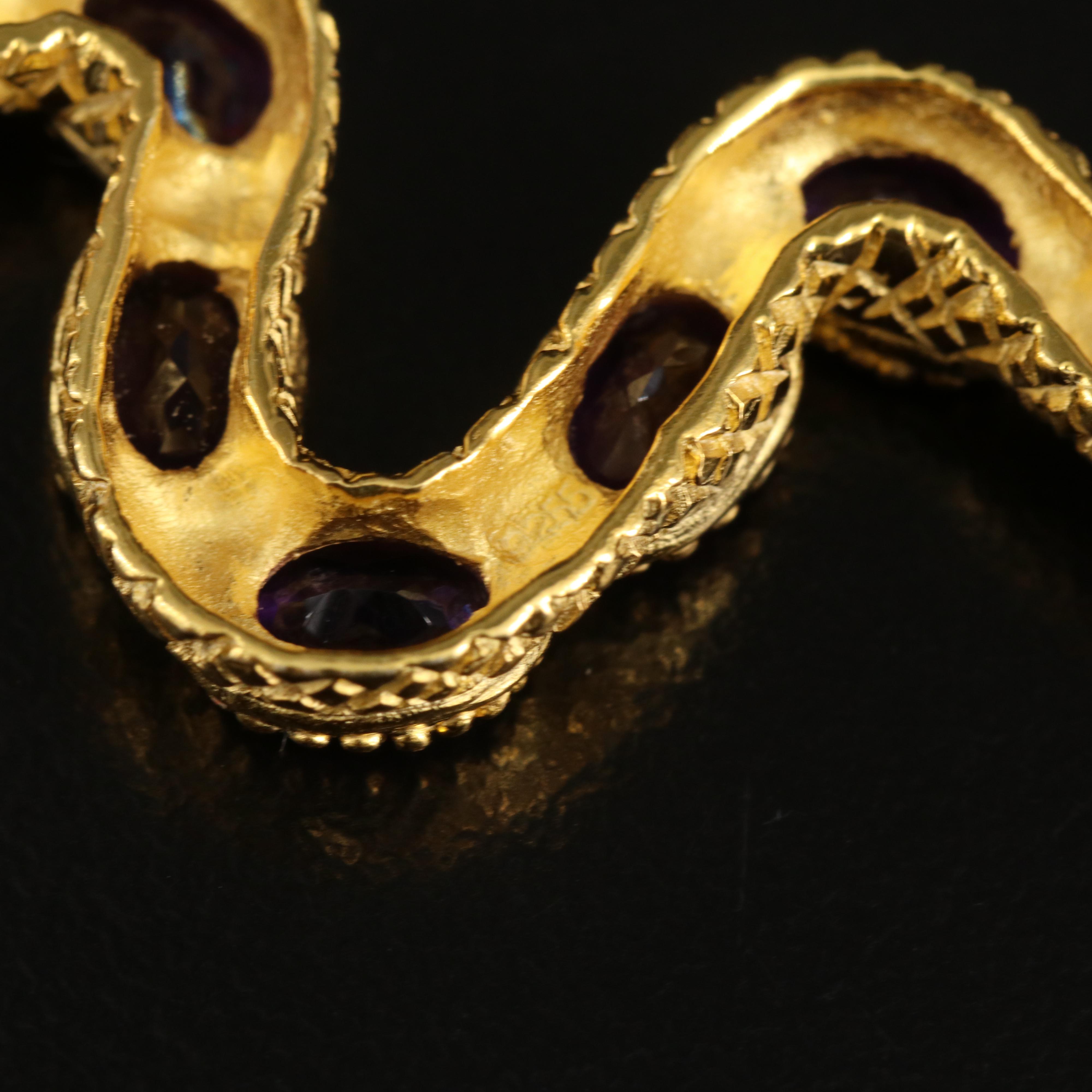 Sterling Pearl and Amethyst Snake Earrings