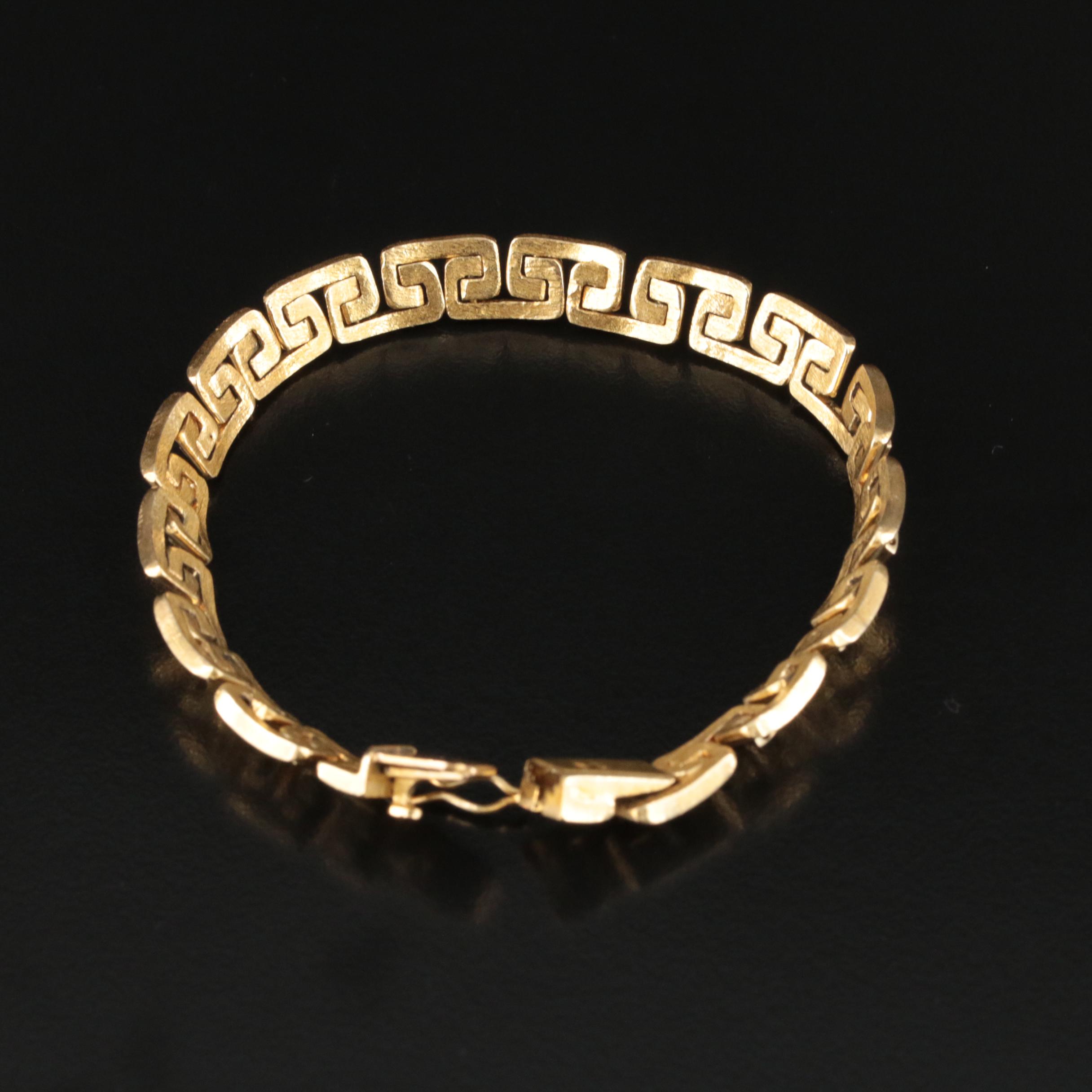 18K Greek Key Link Bracelet
