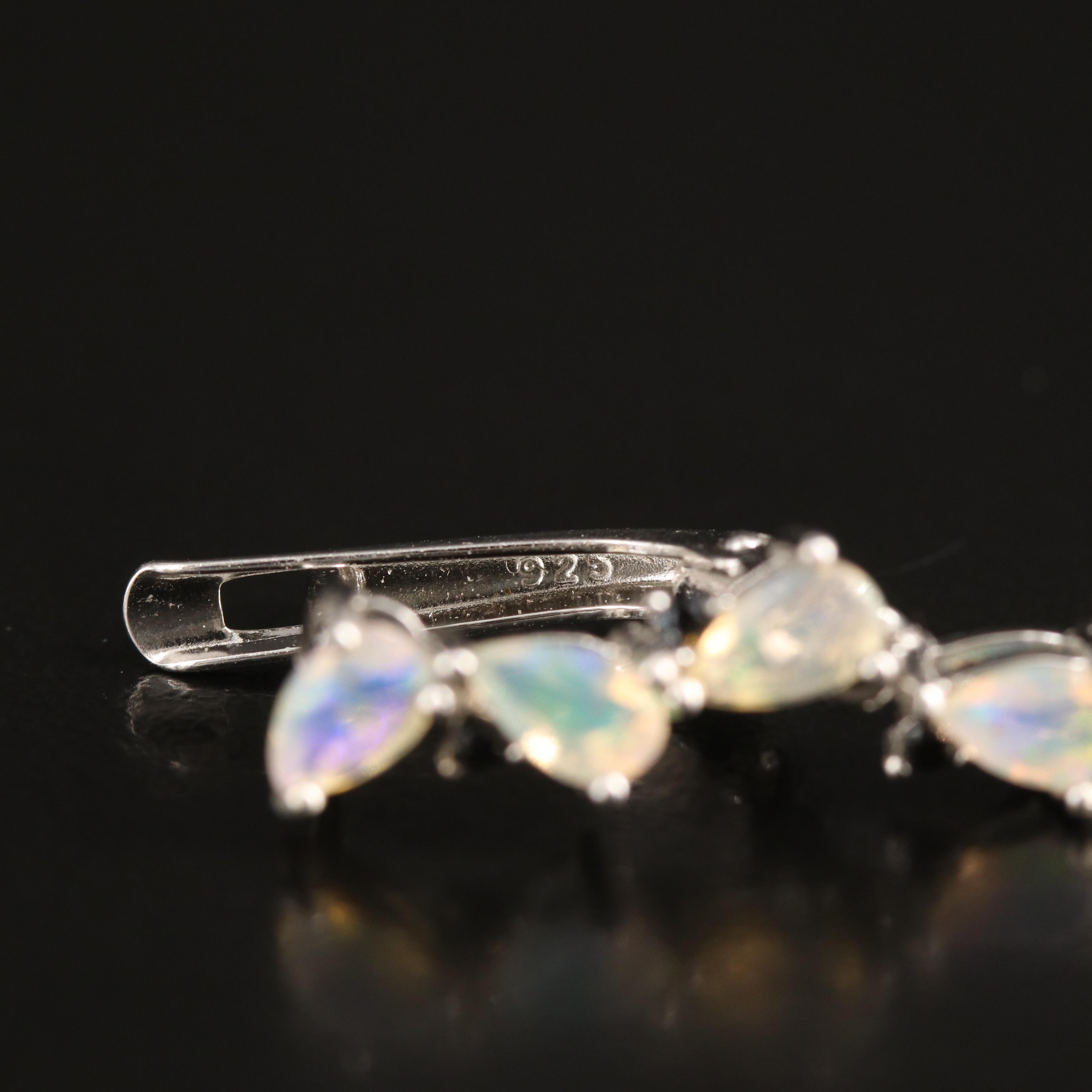 Sterling Opal and Spinel Trailing Teardrop Earrings