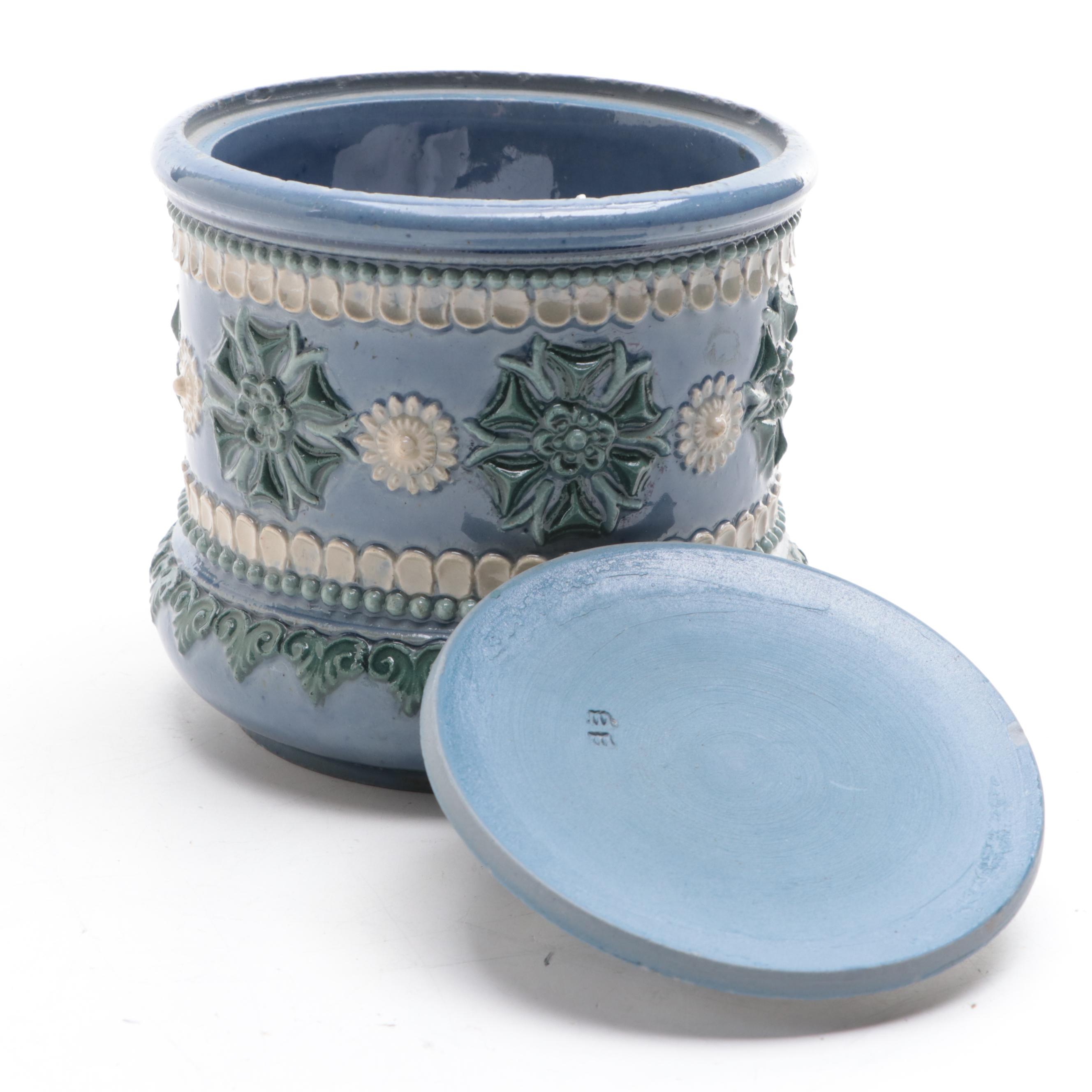 Doulton Lambeth Glazed Earthenware Humidor or Tobacco Jar