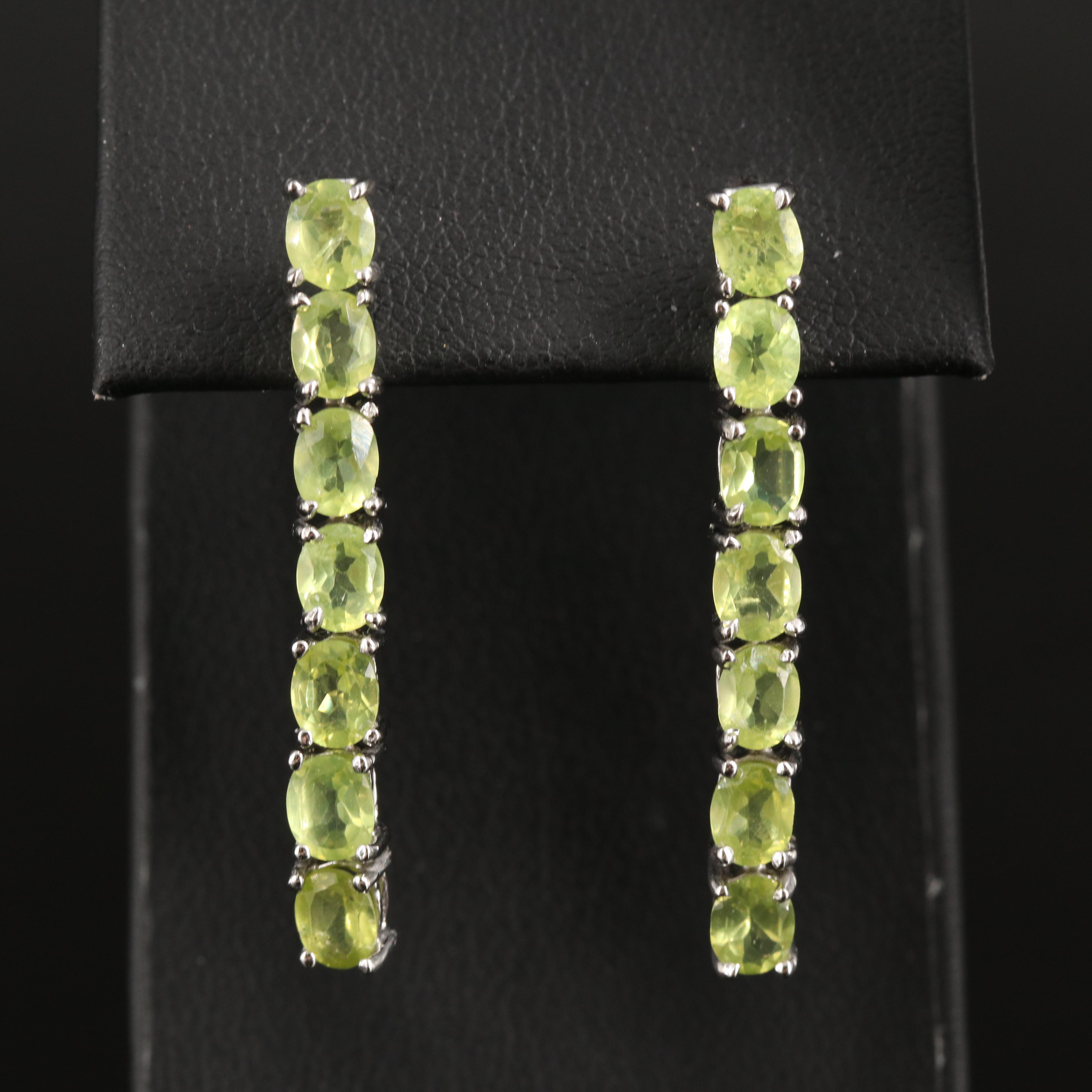 Sterling Peridot Line Earrings