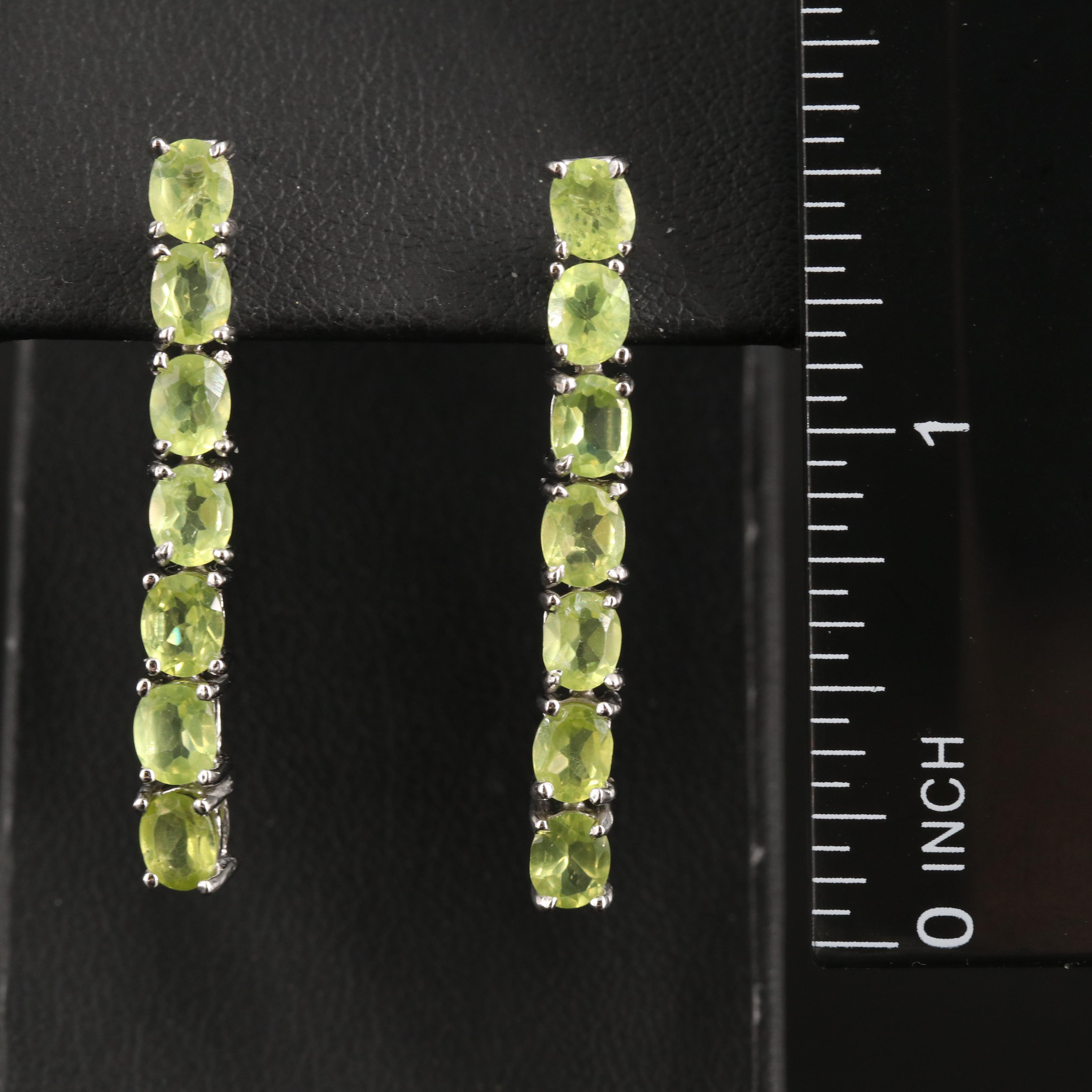 Sterling Peridot Line Earrings