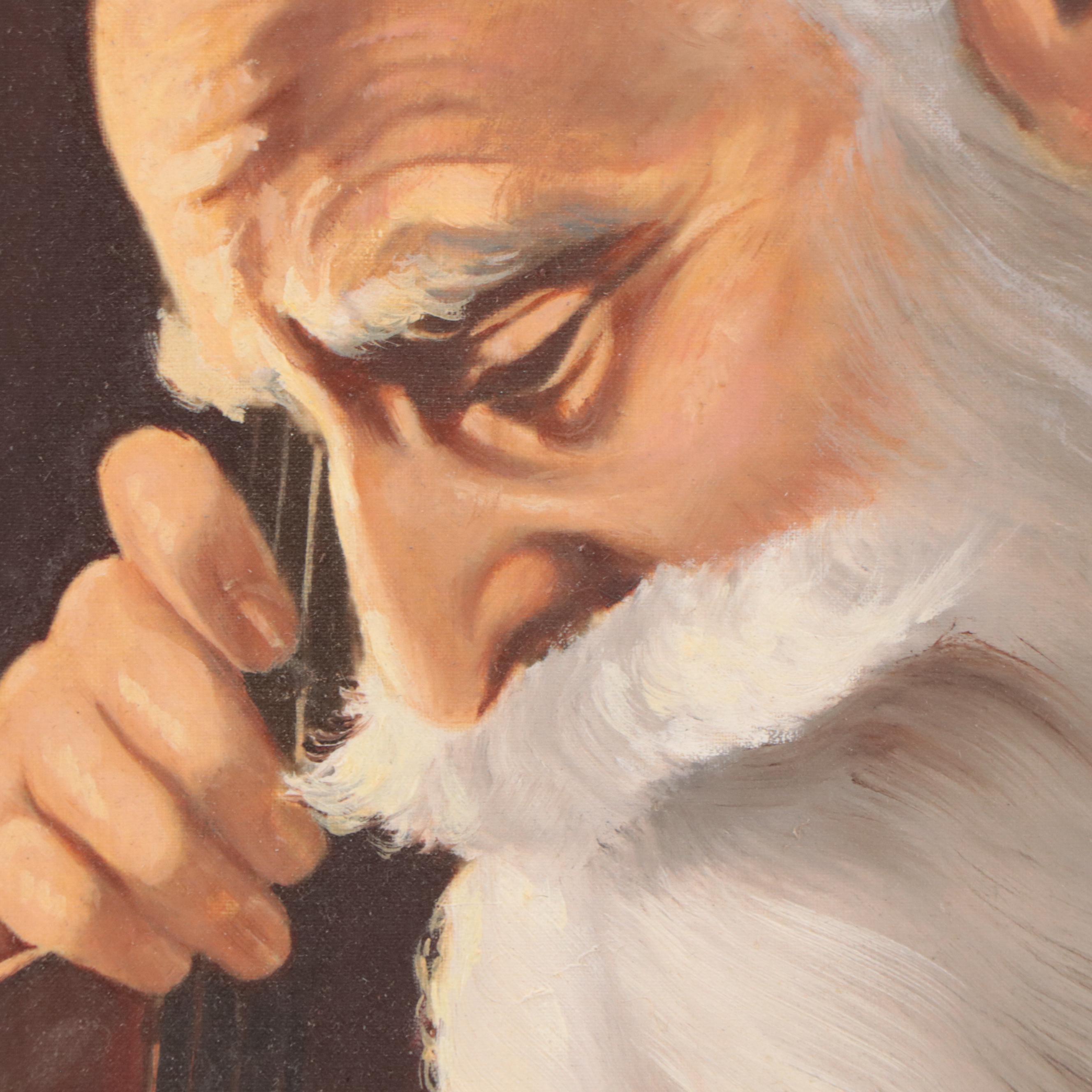 Oil Painting Portrait of Jewish Man With Violin