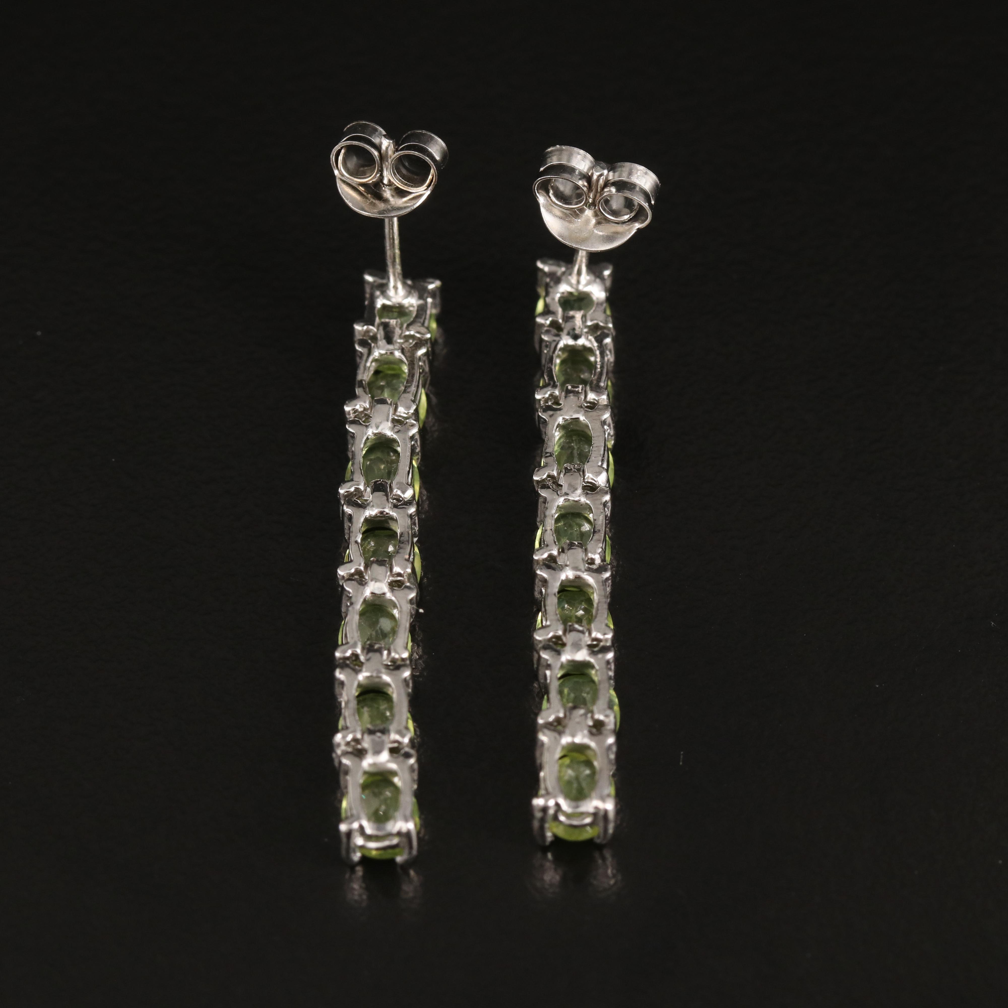 Sterling Peridot Line Earrings