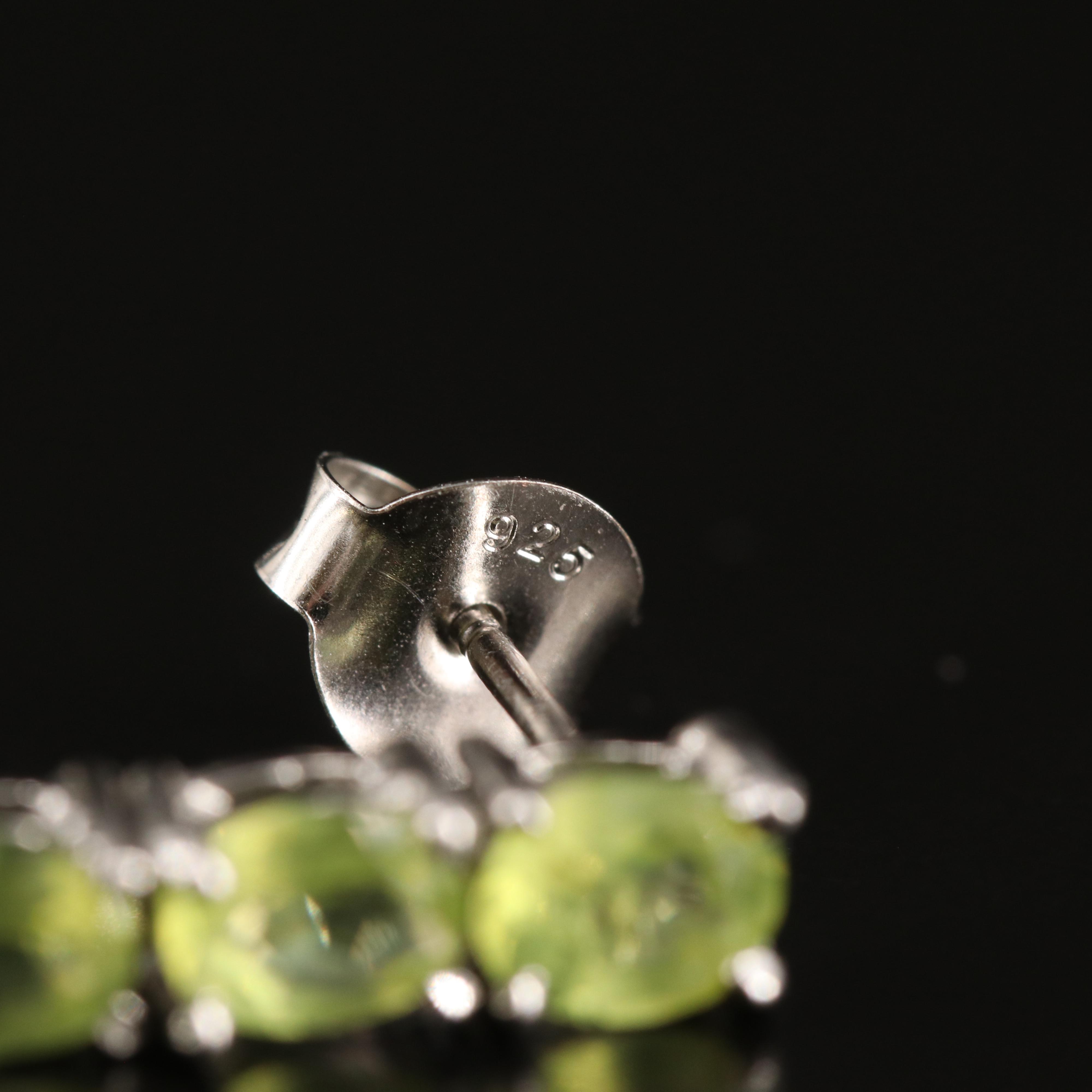 Sterling Peridot Line Earrings