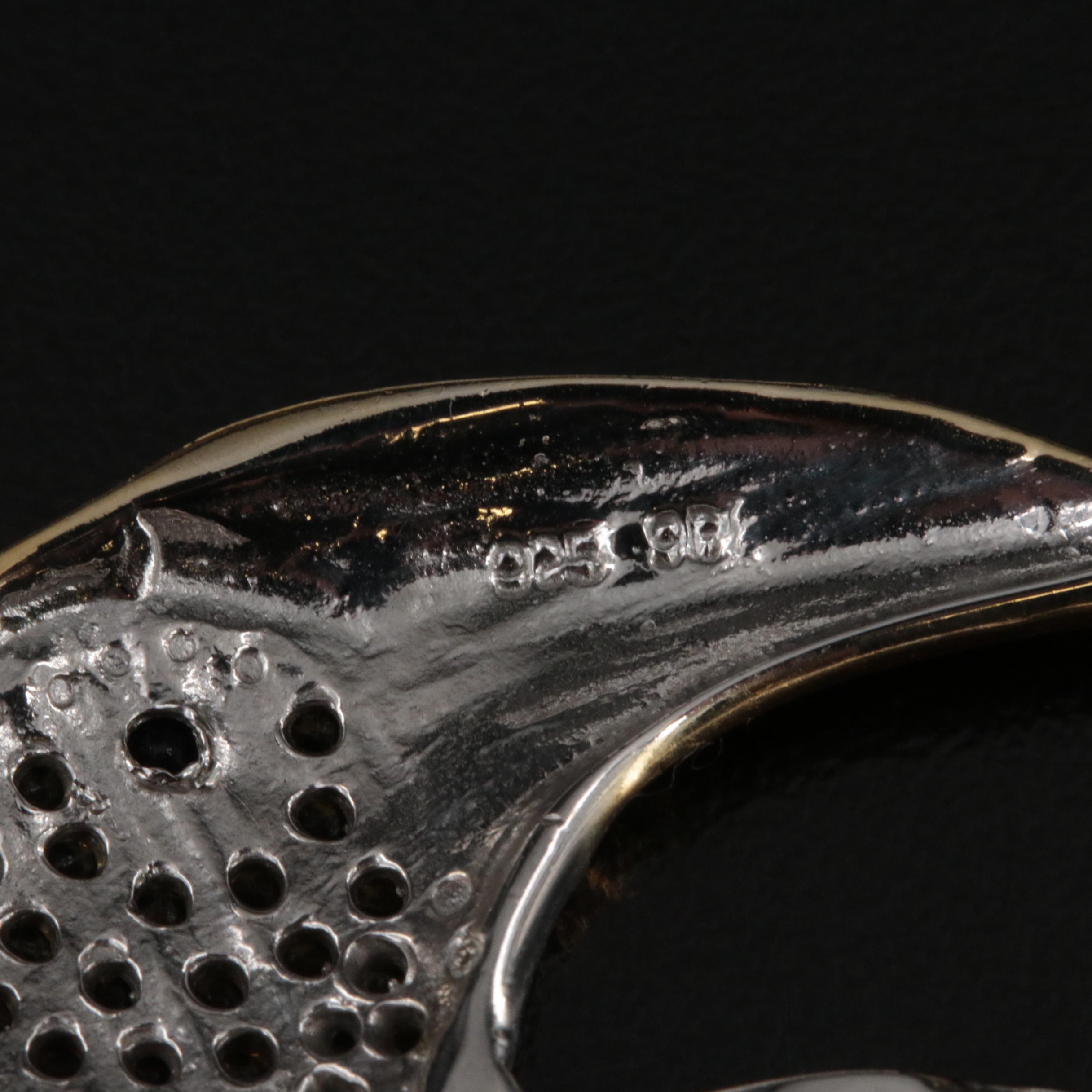 Sterling Labradorite, Amethyst and Sapphire Tucan Brooch