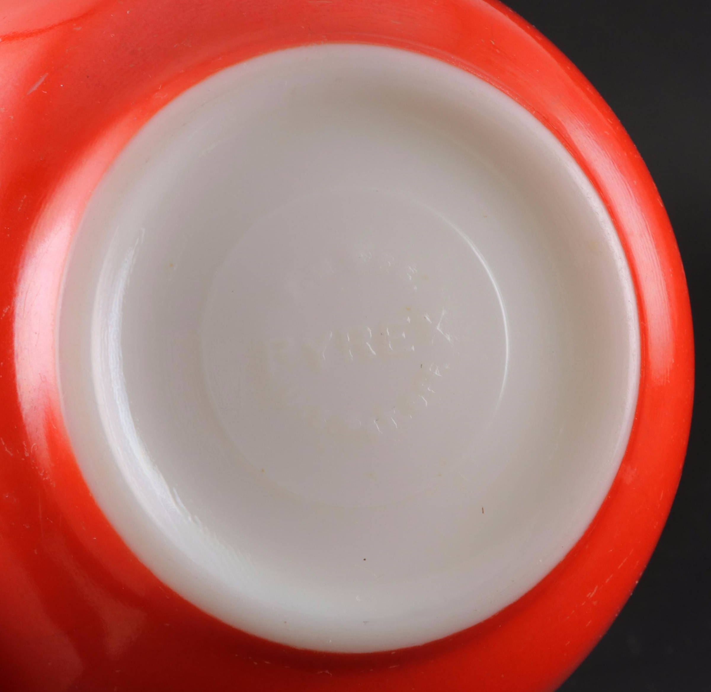 Pyrex "Primary Colors" Mixing Bowls and "Snowflake" Divided Casserole
