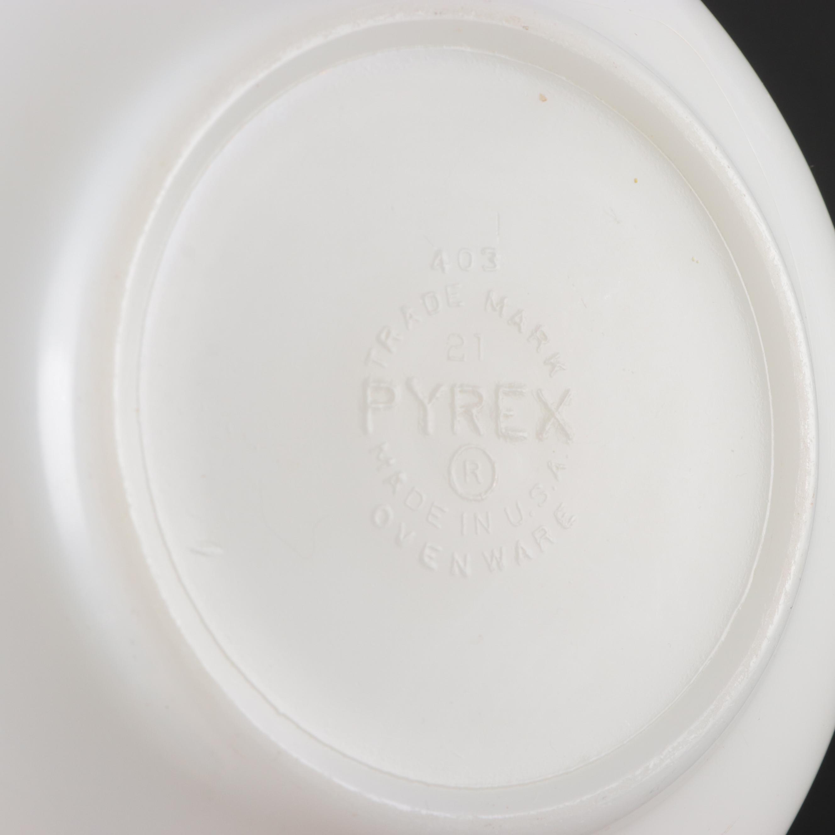 Pyrex "Primary Colors" Mixing Bowls and "Snowflake" Divided Casserole