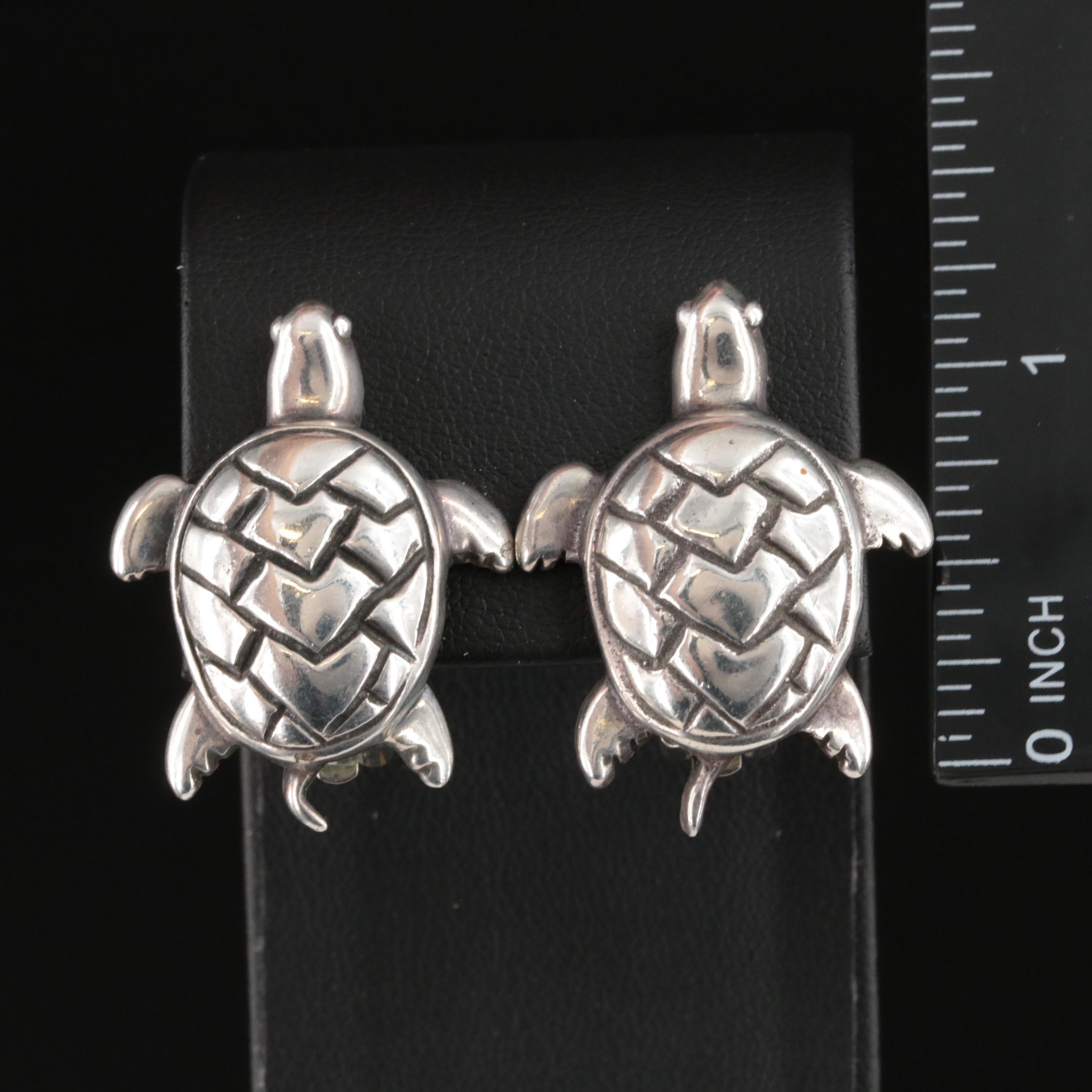 Emilia Castillo 950 Silver Turtle Earrings