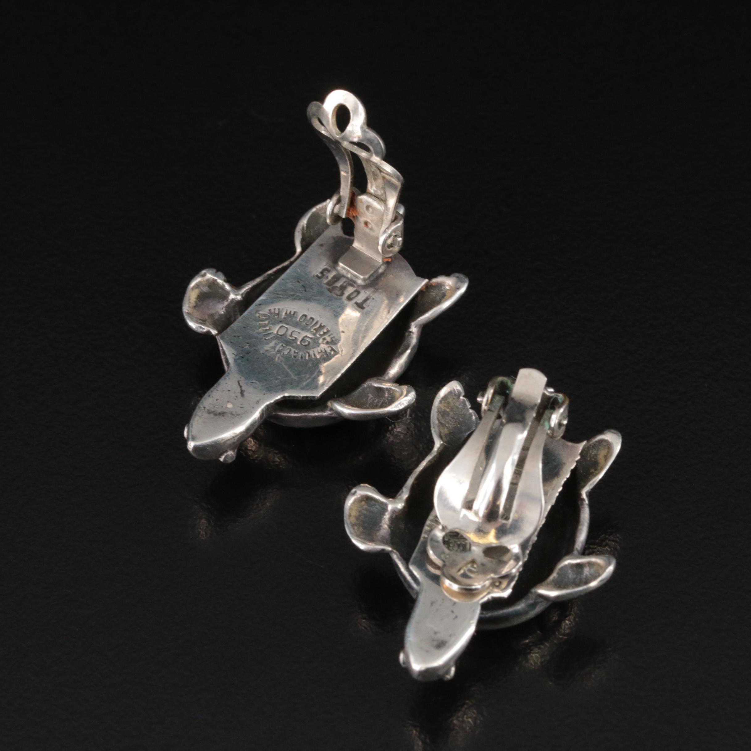 Emilia Castillo 950 Silver Turtle Earrings